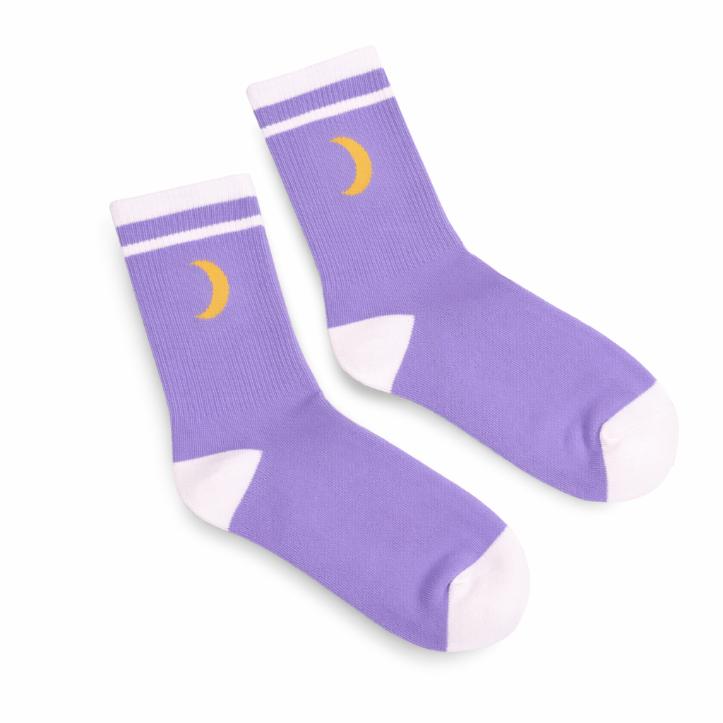 Cute Fairy Kei Moon Socks for Magical Girl Anime Aesthetic Purple Moon