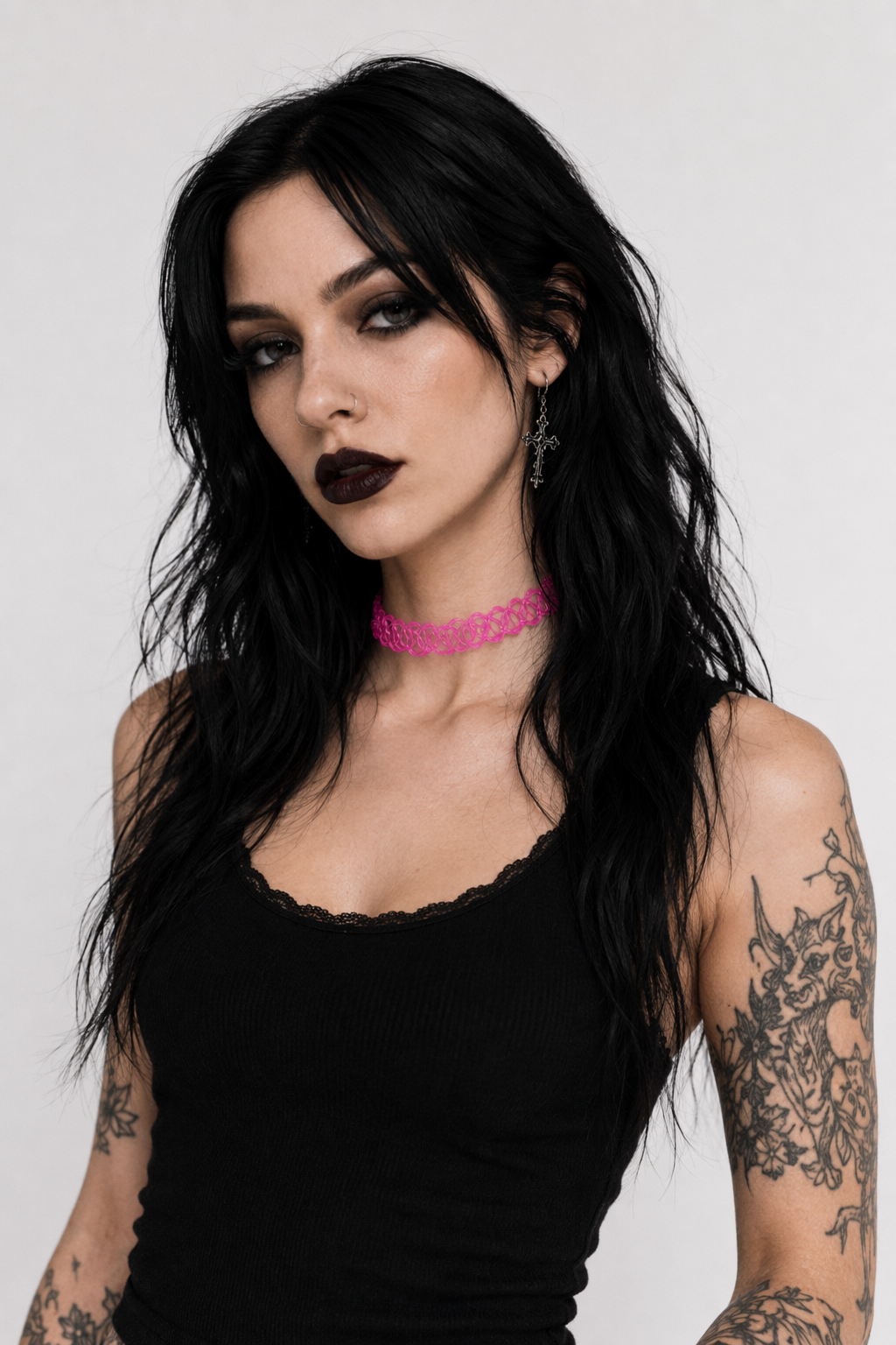 Classic 90s Inspired Choker Necklace in Various Colors Rose