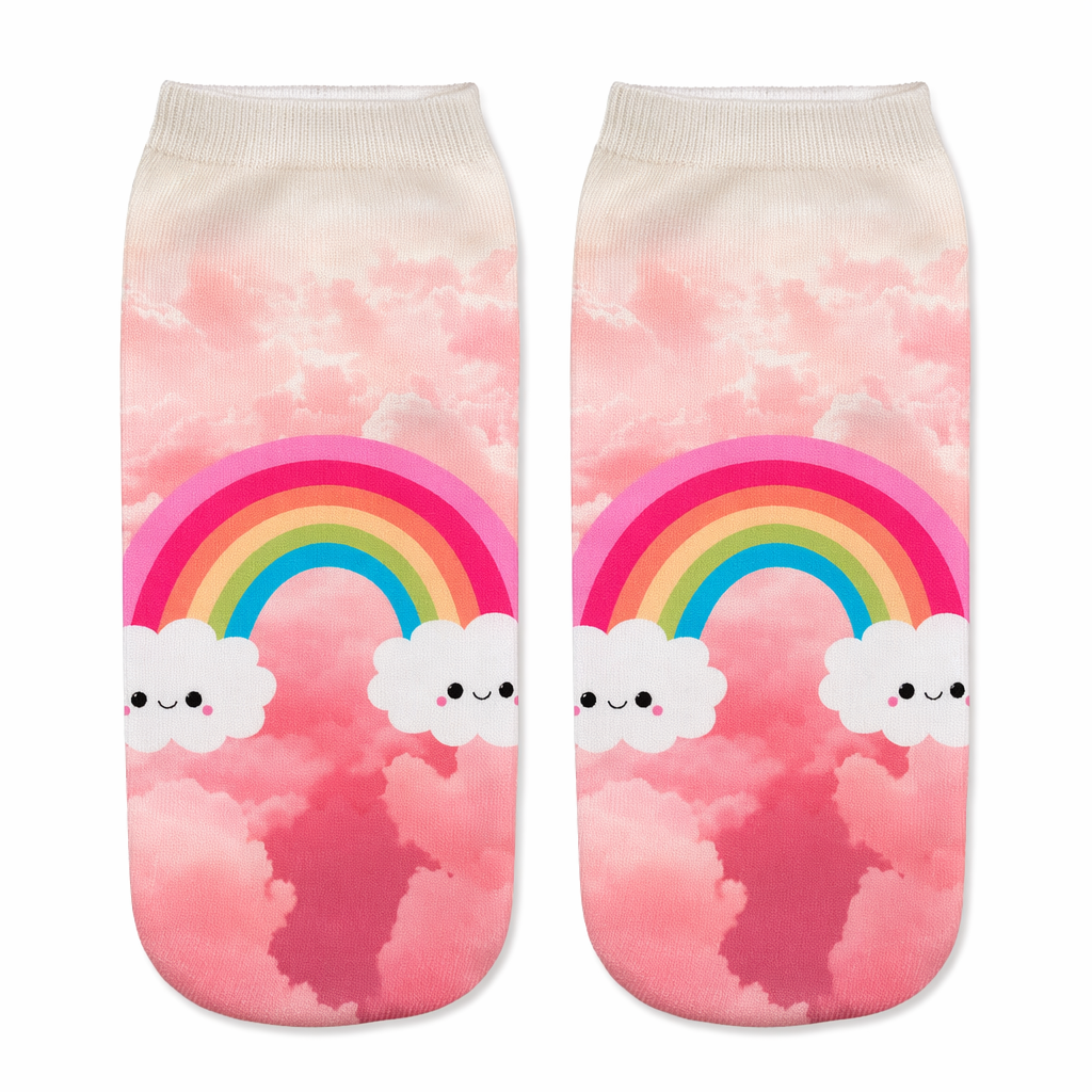 Magical Emoji Ankle Socks Inspired by Apple Unicorn Emoji Rainbow