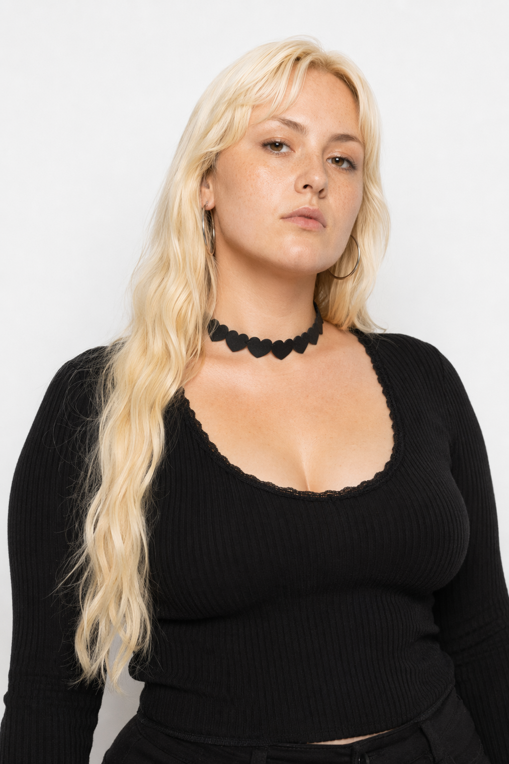 Jet Black Heart Choker Necklace for a Chic Gothic Look Solid Heart