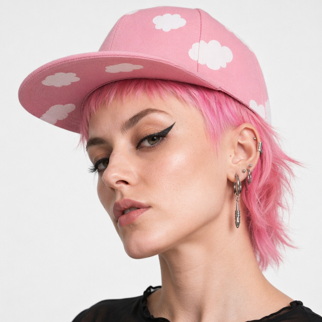 Pastel Cloud Snapback Hat for Cute Kawaii Style Pink