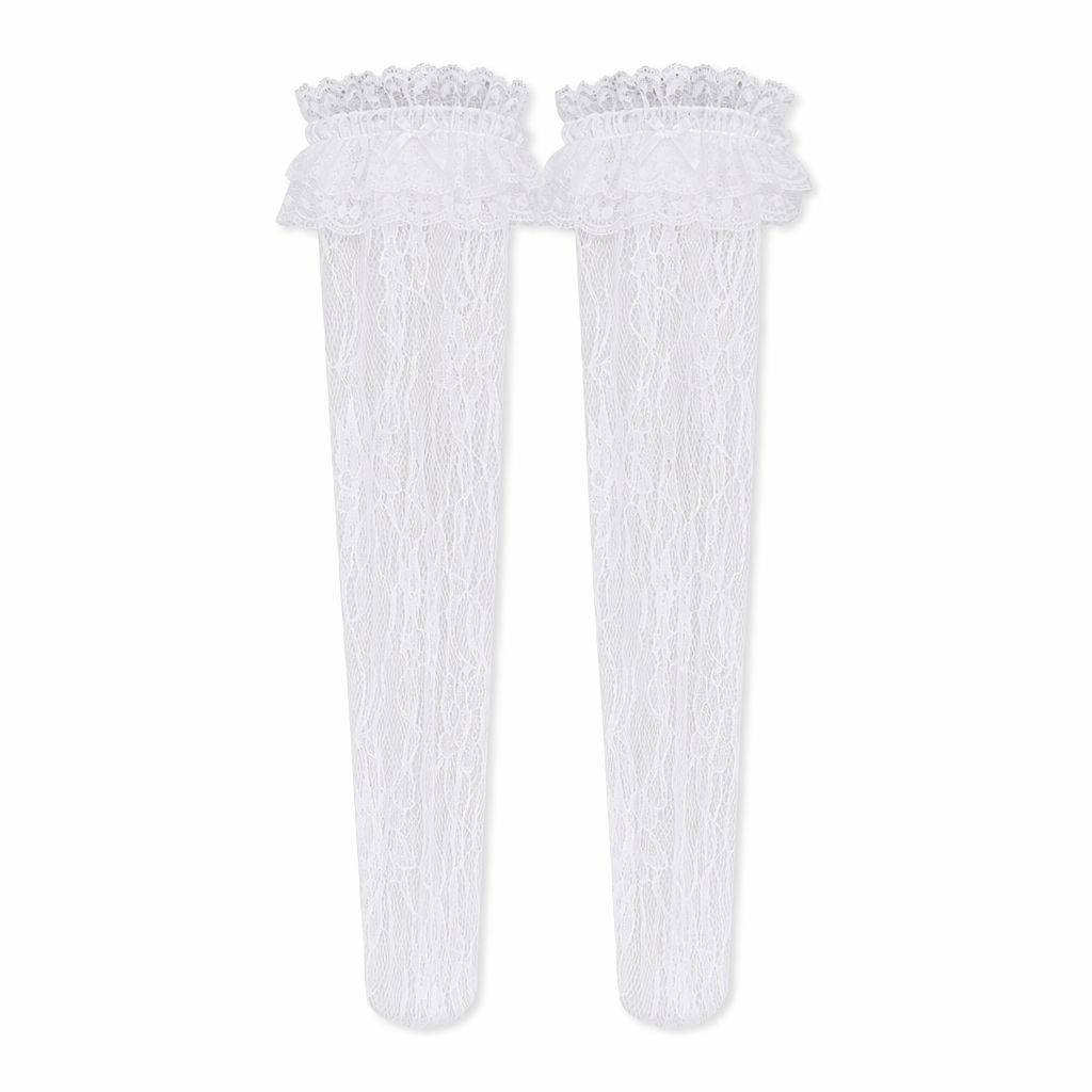 Kawaii Lace Heart and Ribbon Stockings for a Cute Style Upgrade Plain White Lace