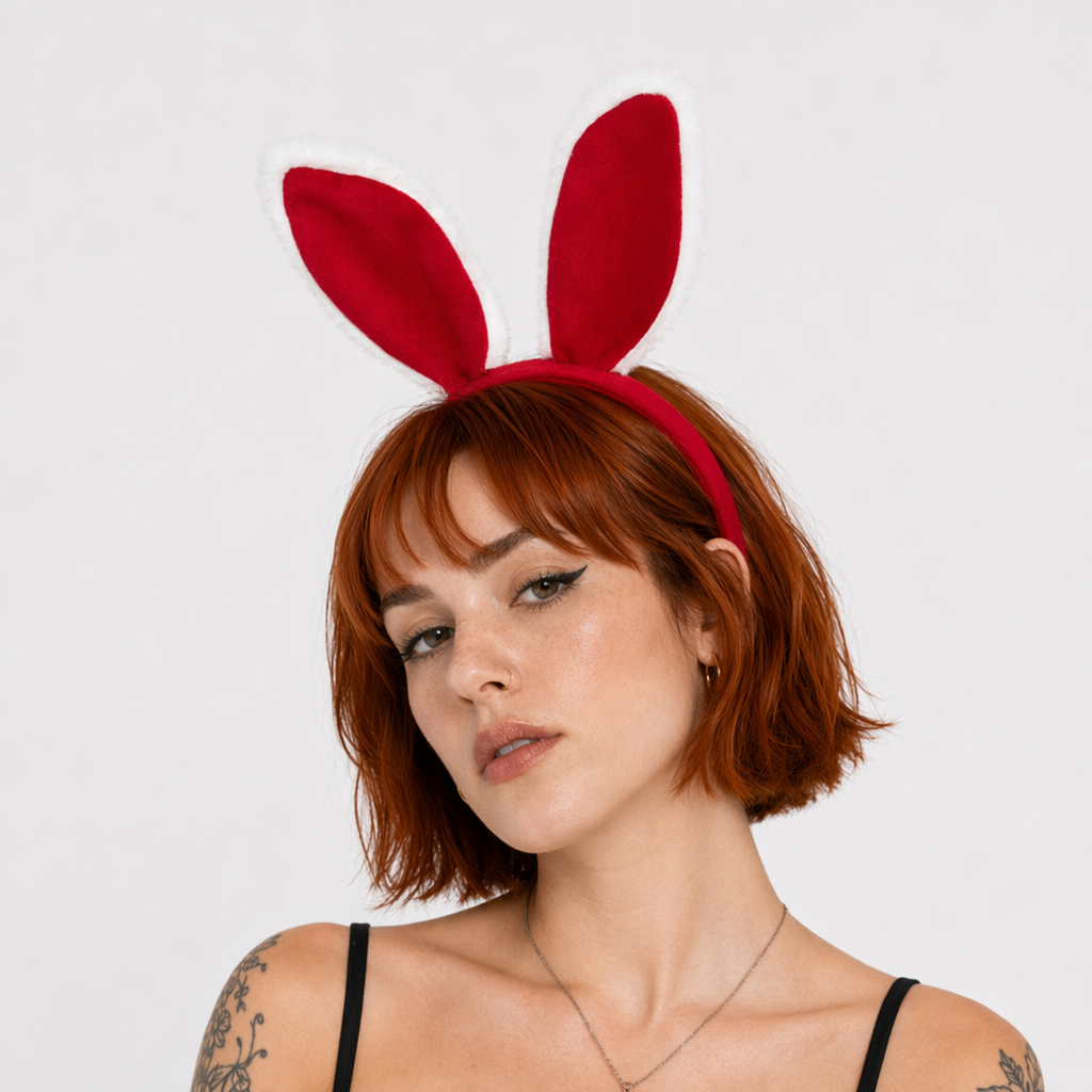 Santa Bunny Dress Set with Matching Headband and Gloves Red