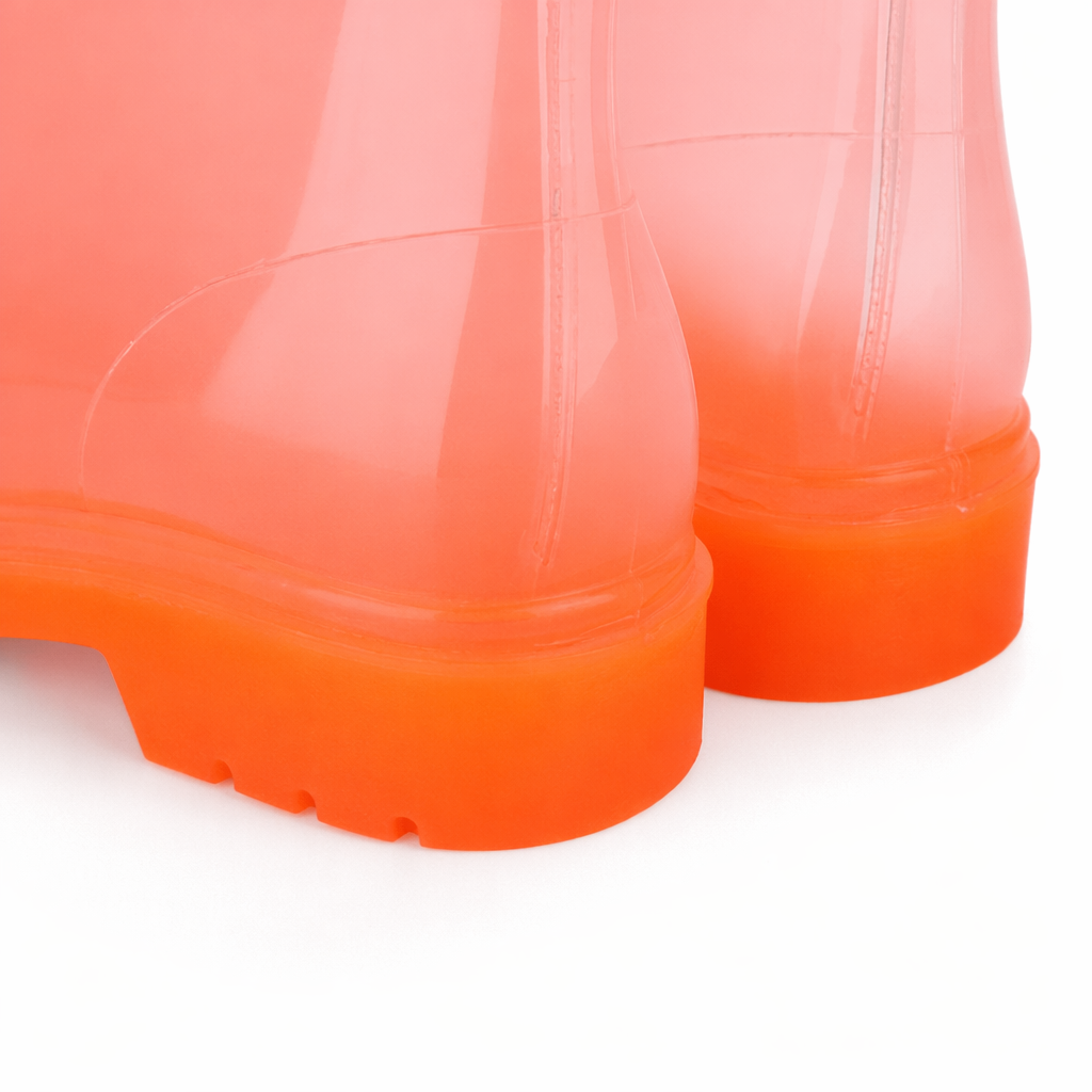 Kawaii Ombre Block Heeled Rain Booties in Candy Colors Orange