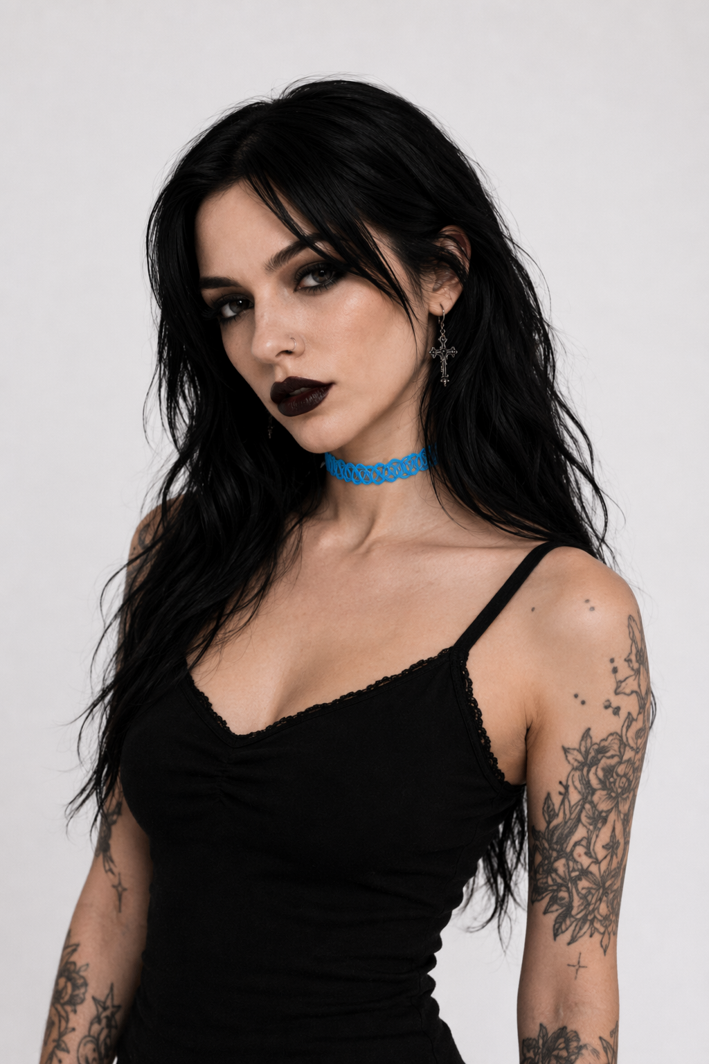 Classic 90s Inspired Choker Necklace in Various Colors Sky Blue