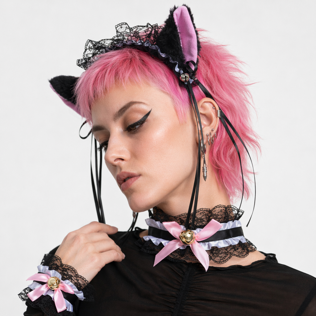Neko Kitty Cat Complete Set with Headband, Collar, and Bracelets 7