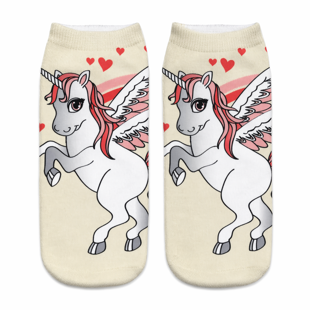 Magical Emoji Ankle Socks Inspired by Apple Unicorn Emoji Pegasus