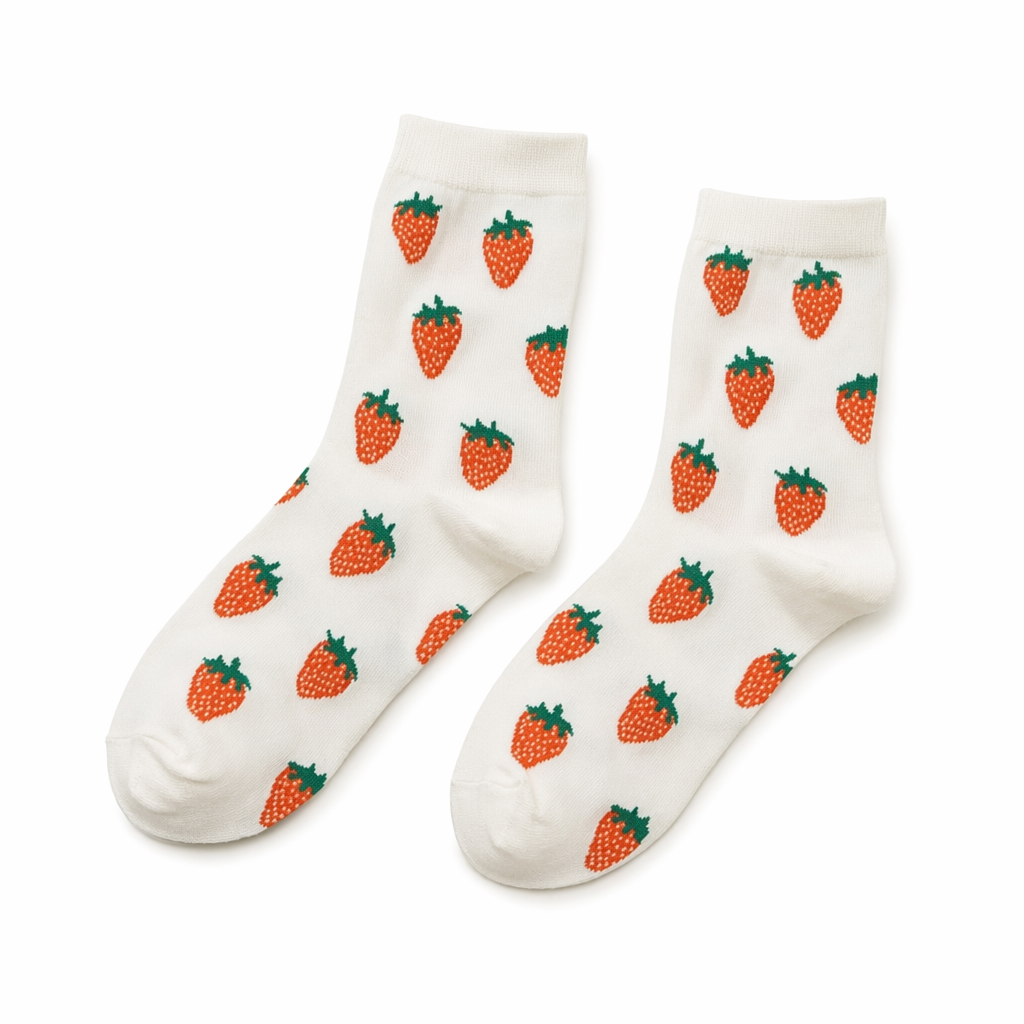 Kawaii Fruit Socks for a Sweet and Cozy Look Strawberries