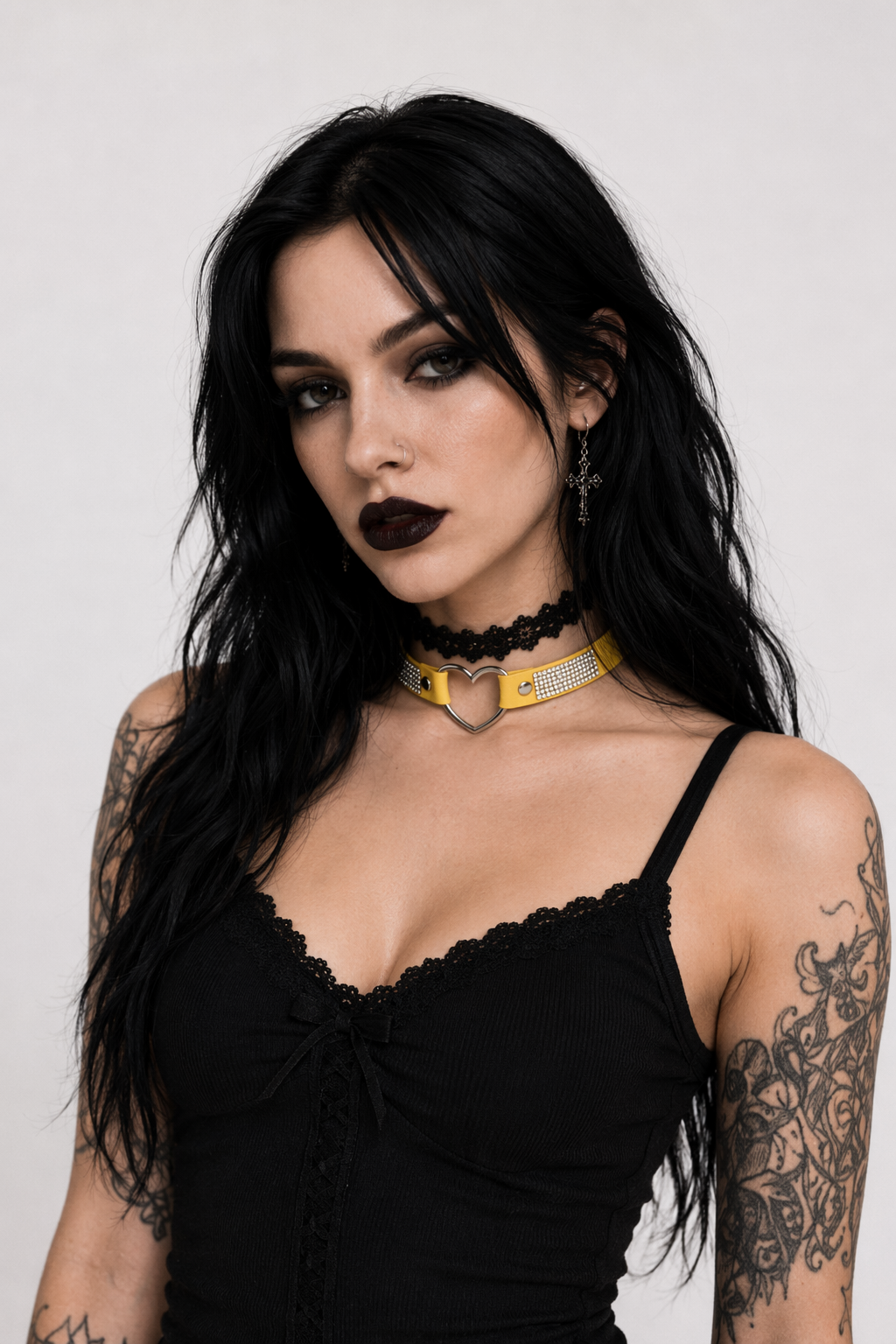 Rhinestone Heart Choker Necklace for Kawaii Aesthetic Princesses Yellow
