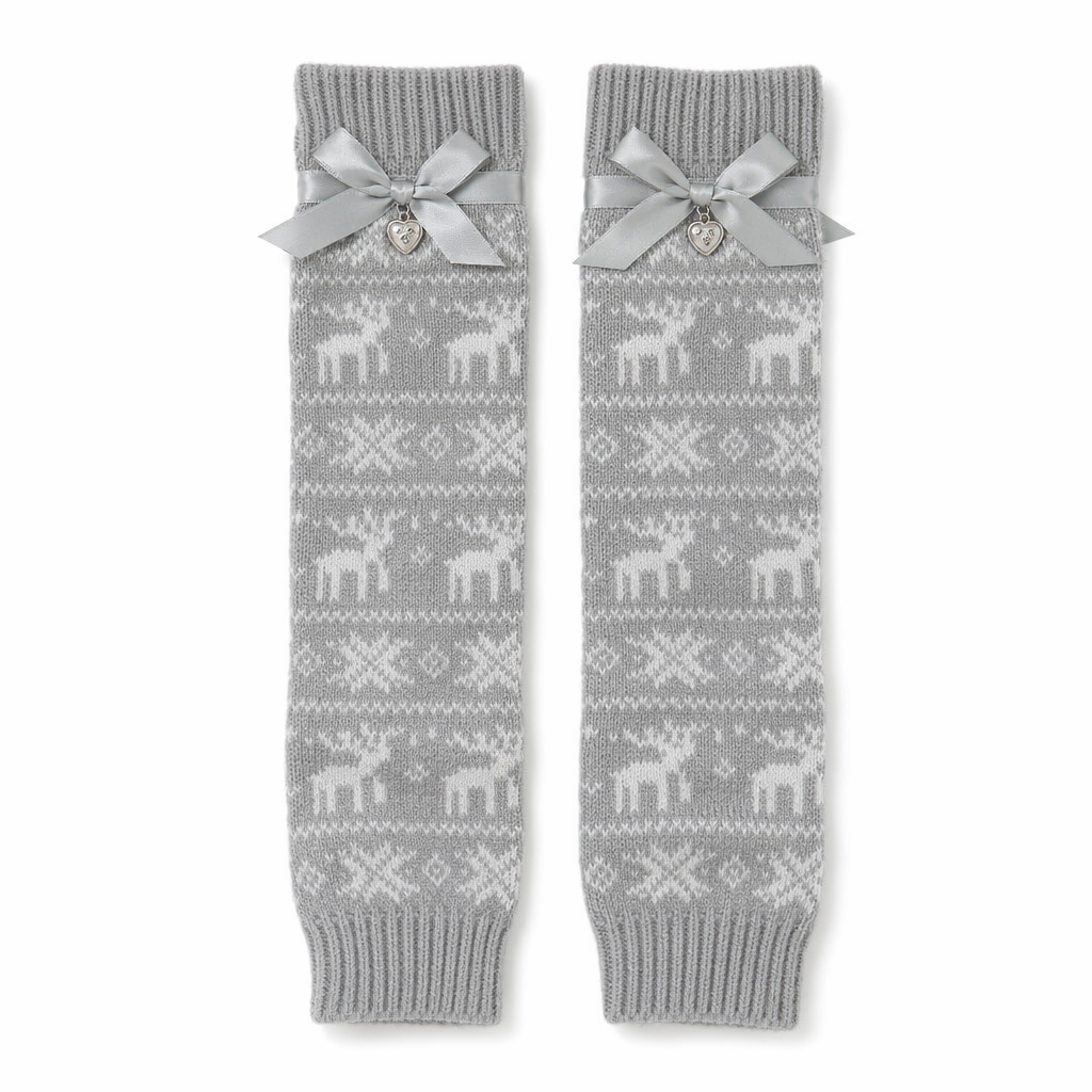 Christmas Leg Warmers for a Cozy Holiday Season Grey
