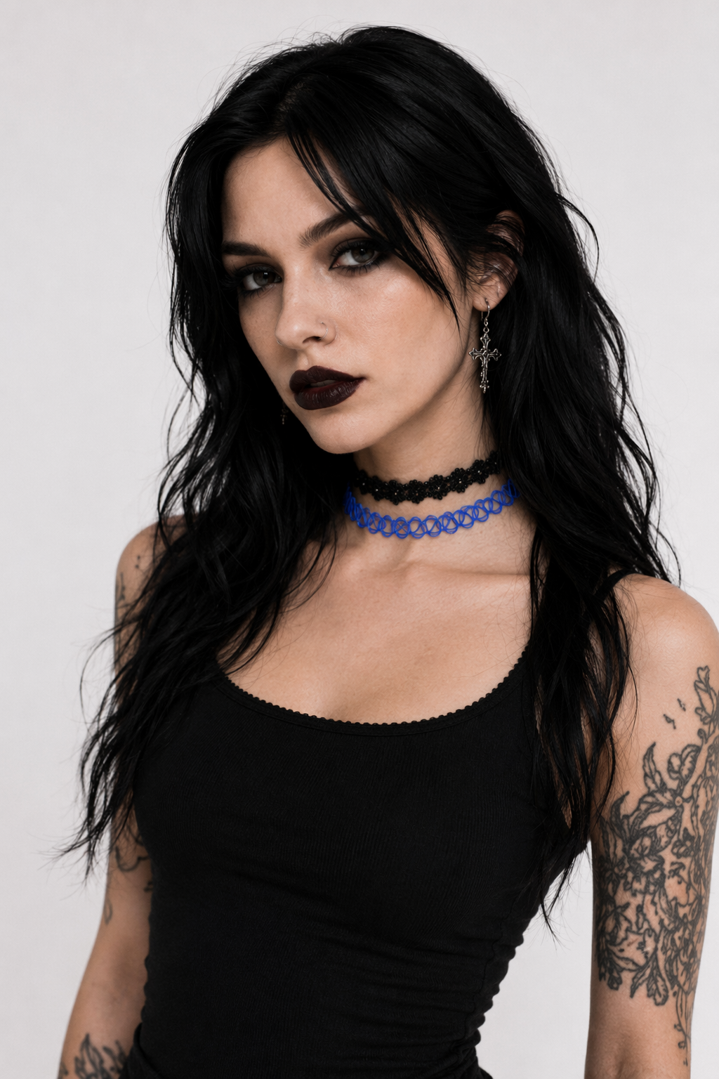 Classic 90s Inspired Choker Necklace in Various Colors Blue