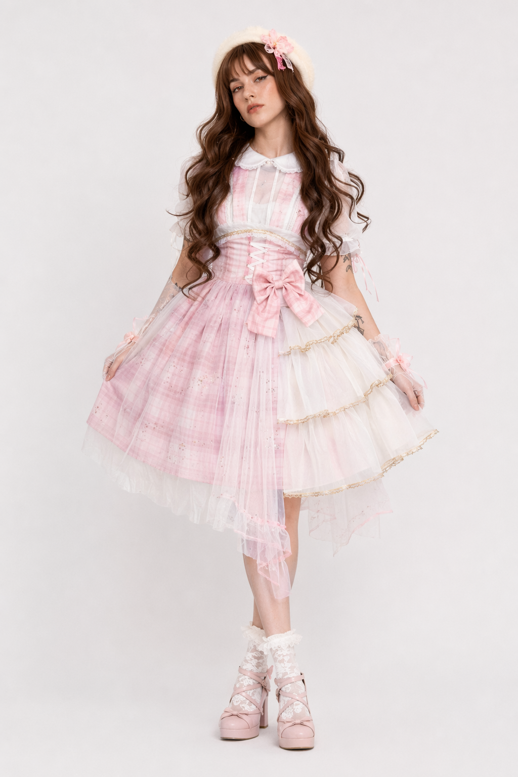 Pastel Patchwork Cherry Blossom Lolita Dress for Kawaii Princesses Default Title