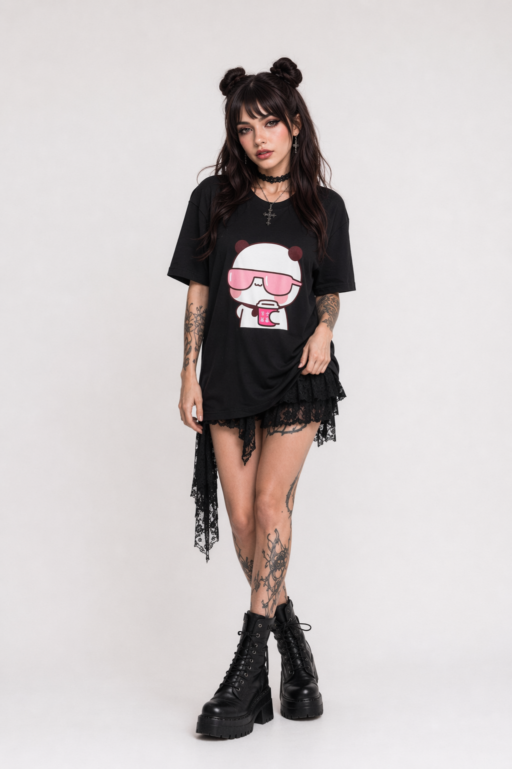 Cute Couple Dudu & Bubu Matching Shirts for Playful Couples 2399 Black