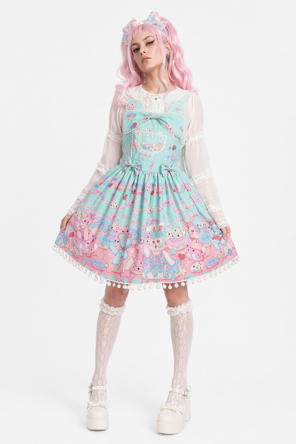 Fairy-Kei Sweet Lolita Dress for Kawaii Princesses Bright Blue