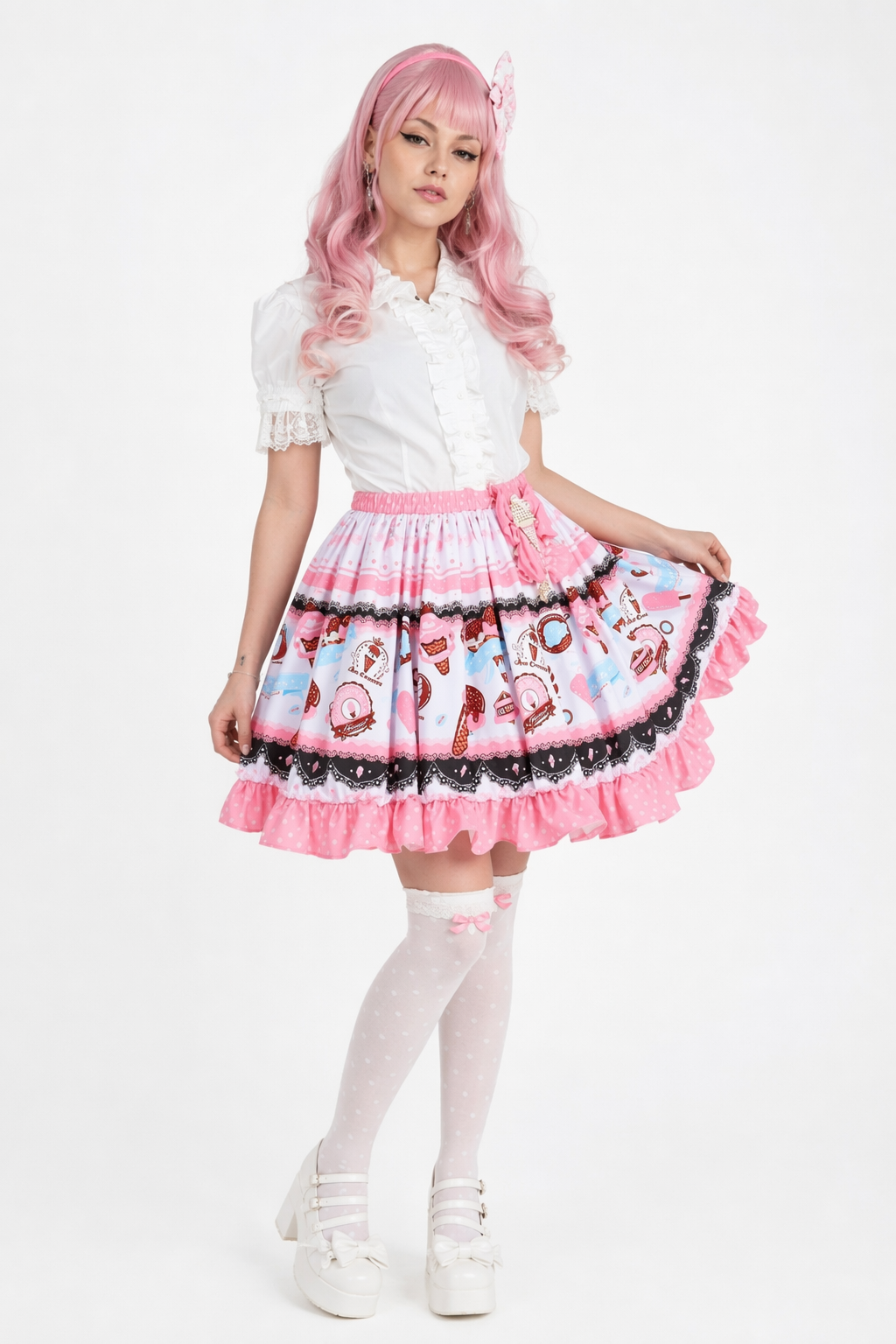 Sweet Lolita Skirt with Tea and Crumpet Style Design XS