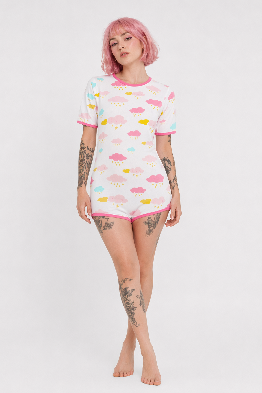 Cloudy Sky Adult Onesie with Snap Crotch for Kawaii Relaxation M