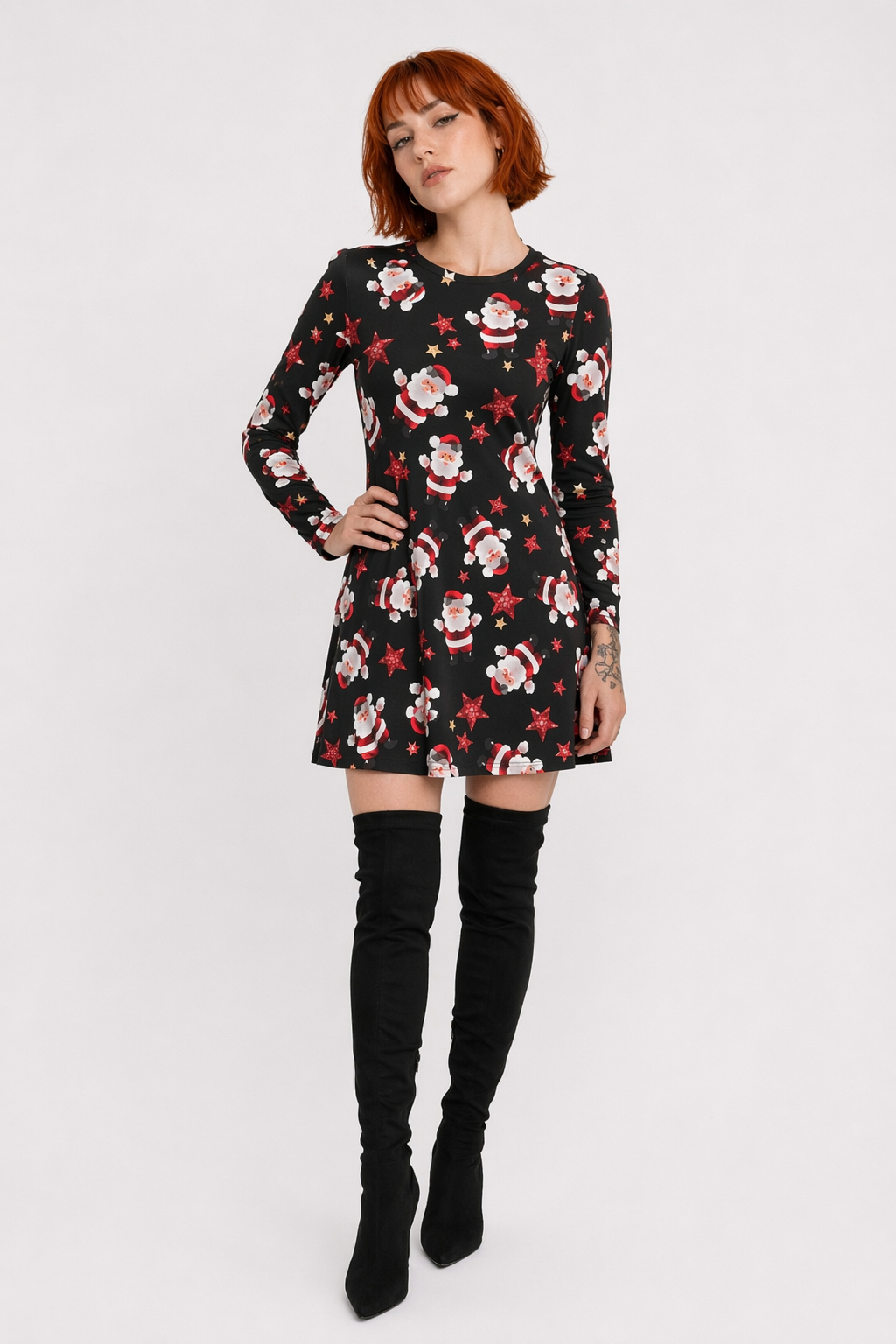 Festive Christmas Themed Dresses for Chic Holiday Style Black Santa