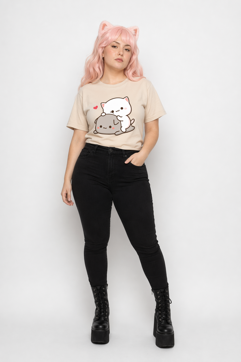 Adorable Peach & Goma T-Shirts for Cute Adventures sand