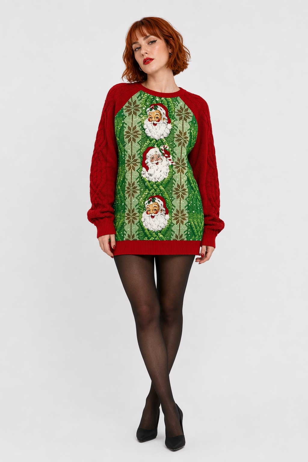 Cozy Christmas Crewneck Sweaters for Holiday Cheer Knit Print Santa