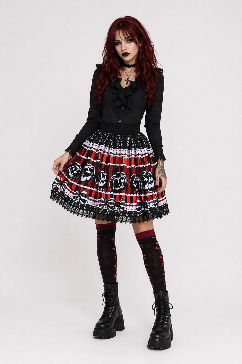 Creepy Cute Jack-o-Lantern Pumpkin Skirt for Year-Round Wear 4XL