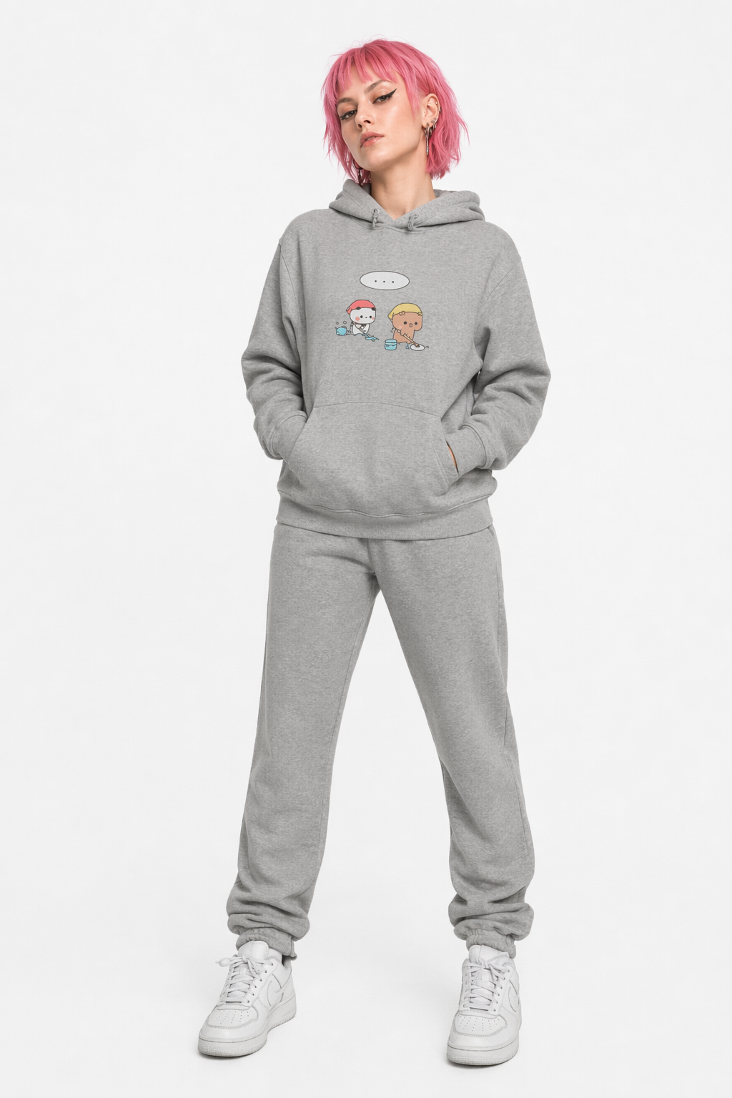 Dudu Bubu Cleaning Hoodie for Fun and Cozy Everyday Wear Athletic Heather