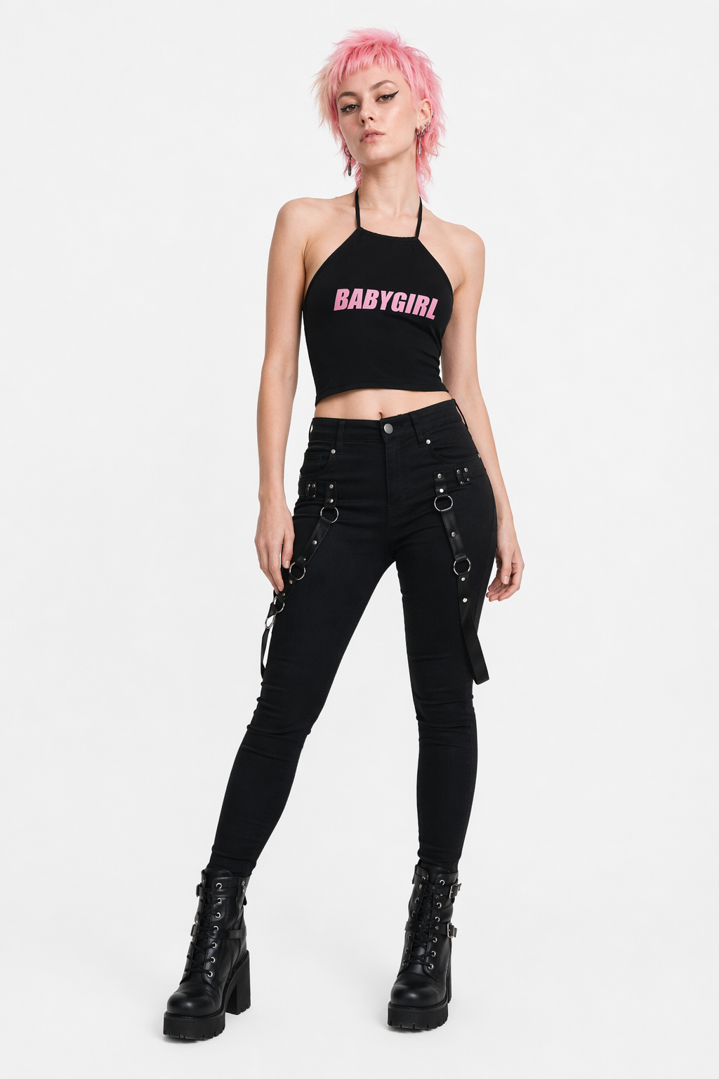 Daddy's Girl Spaghetti Strap Halter Top for Kawaii Cuties Black Babygirl