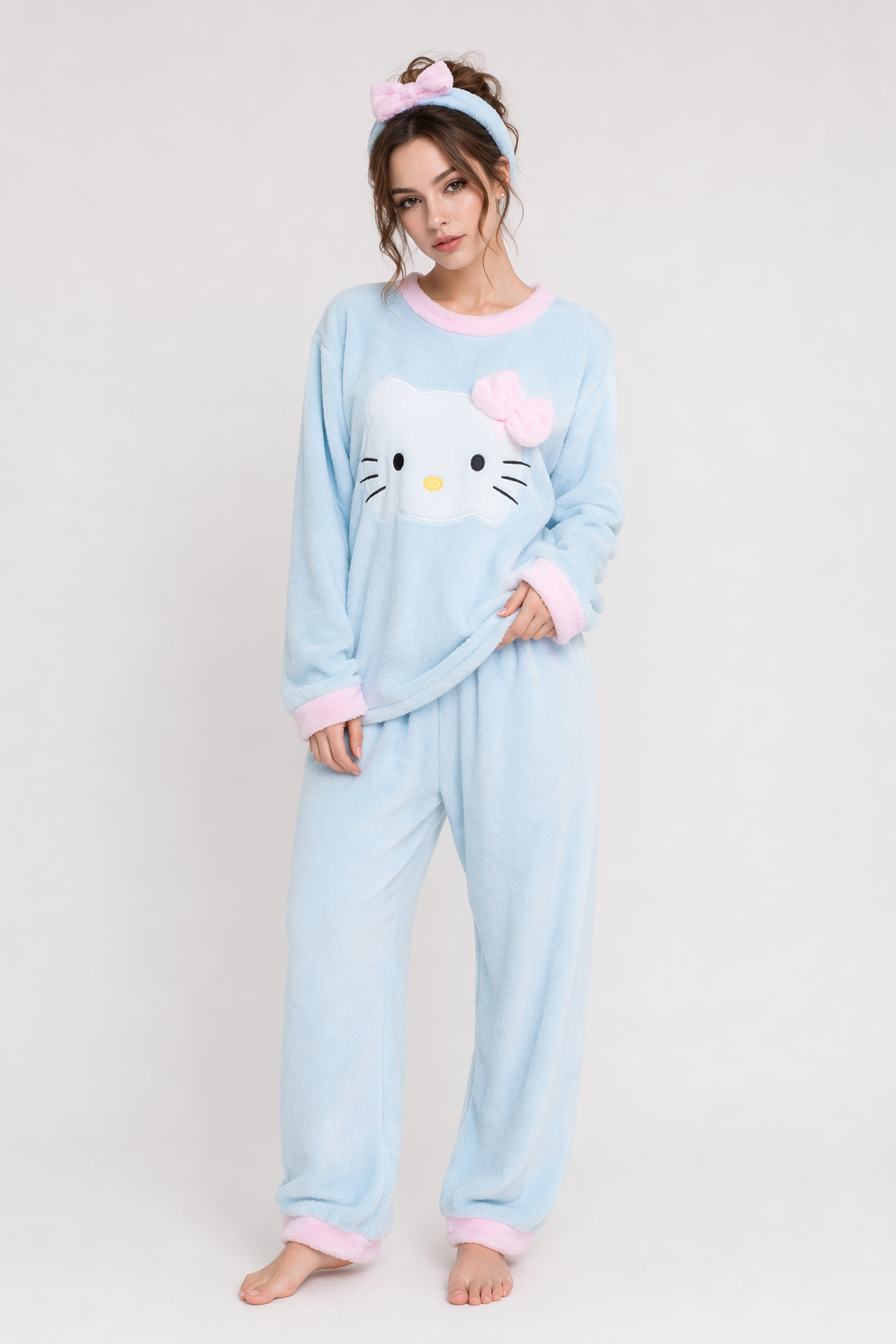 Adorable Fuzzy Pajama Sets for a Cozy Kawaii Look Kitty