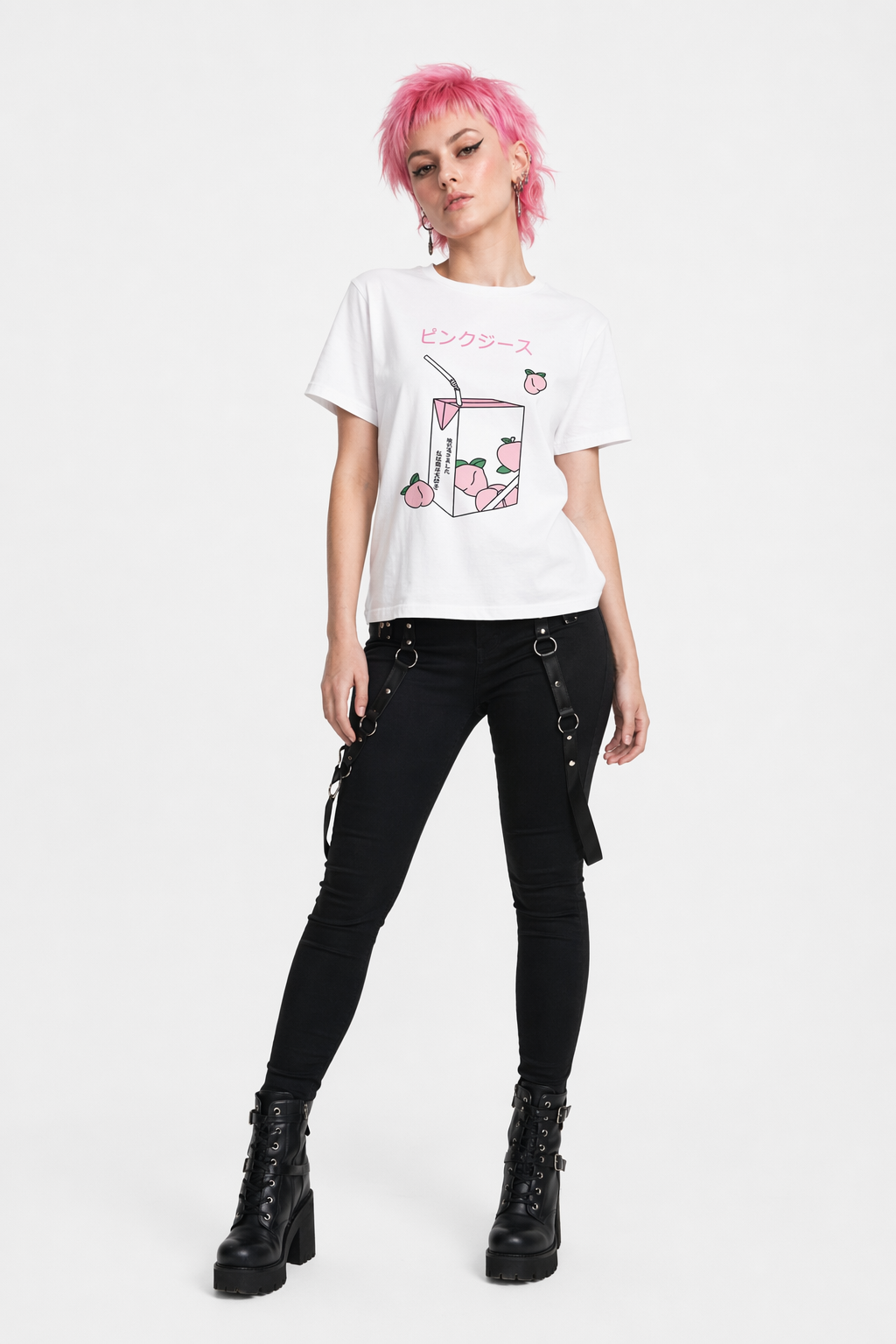 Kawaii Peach Milk Tee for Pink Princesses With Writing
