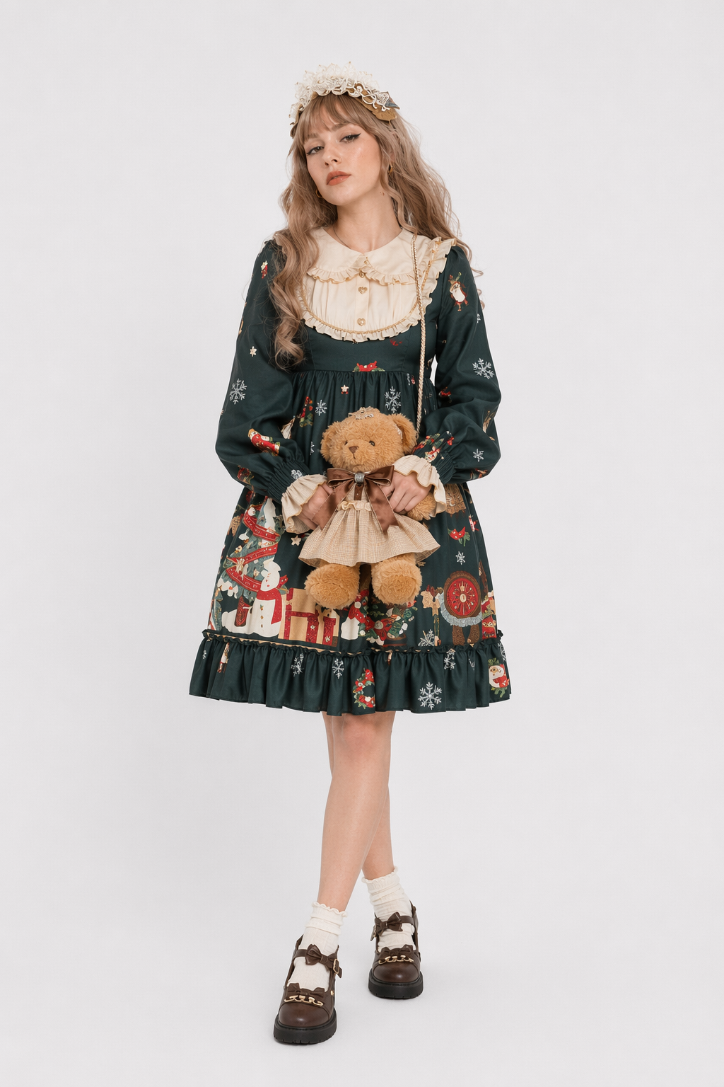 Luxurious Holiday Lolita Dress in Red or Green Org Instock New Condition Green Dress