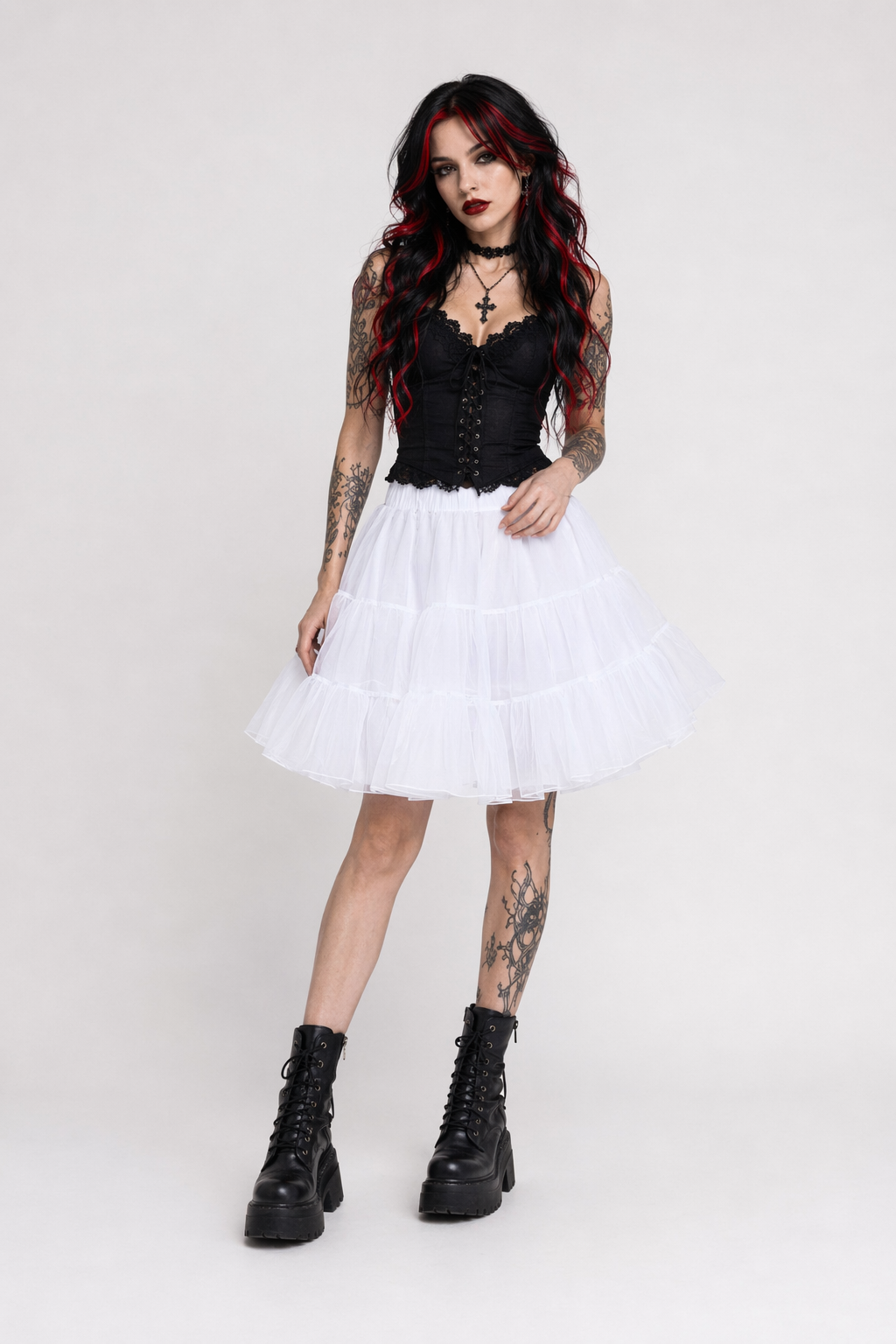 Vibrant Christmas Themed Dress for a Chic Holiday Look pettiskirt white