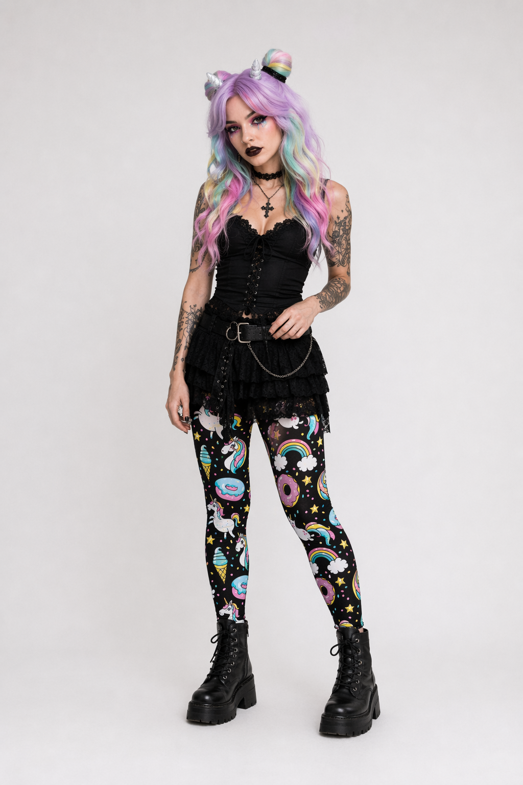 Unicorn Themed Plus Size Leggings in Vibrant Colors M