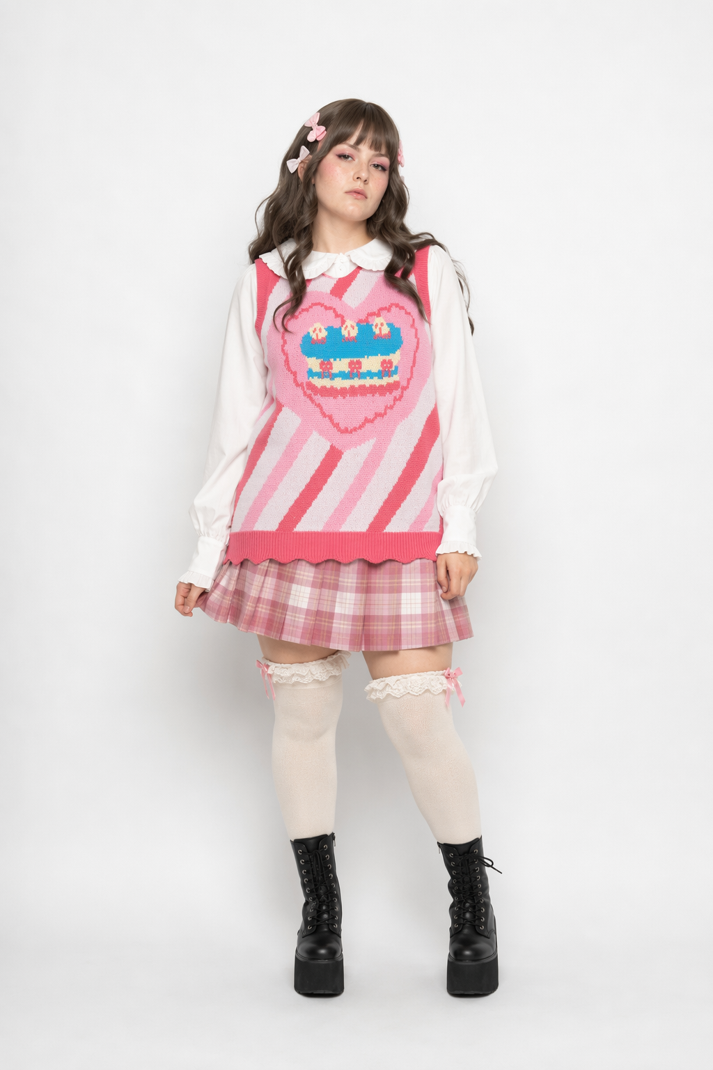 Pastel Party-Kei Birthday Cake Knit Vest for Sweet Celebrations Pink