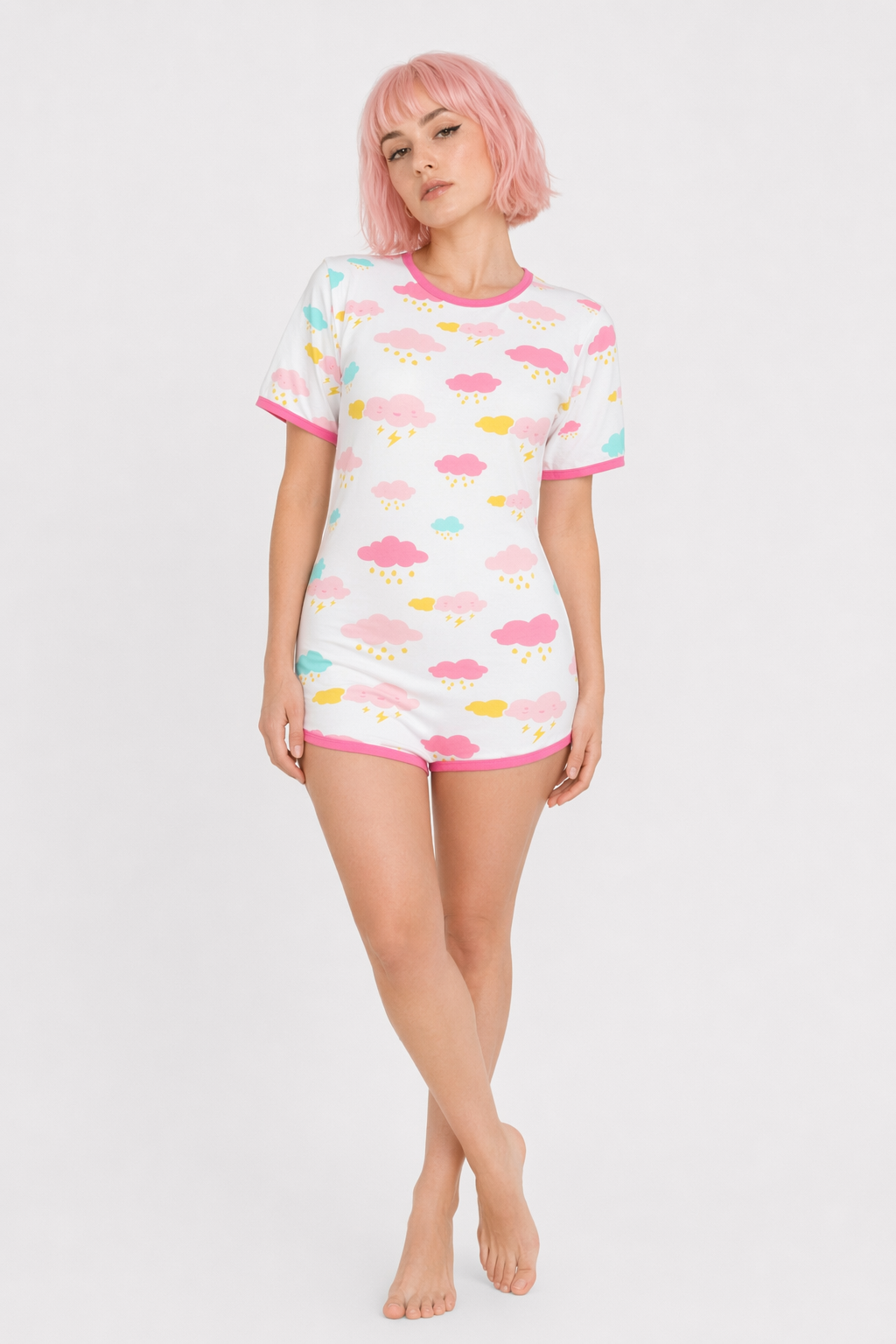 Cloudy Sky Adult Onesie with Snap Crotch for Kawaii Relaxation XXXL