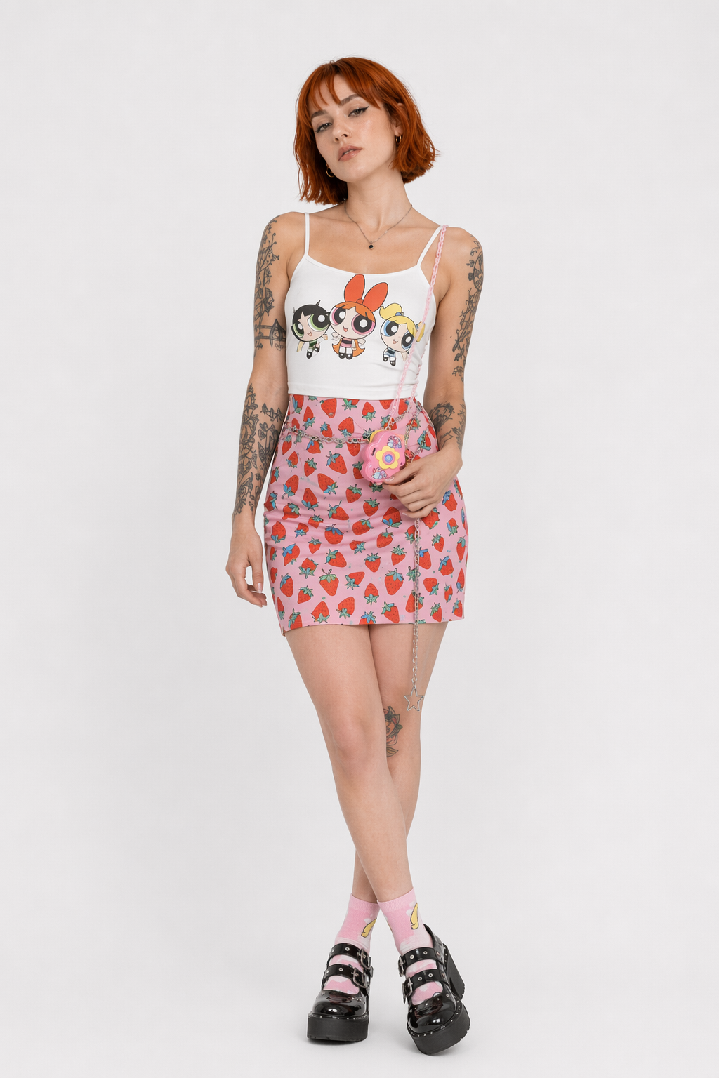 Strawberry Print Pencil Skirt for a Fun, Stylish Look L