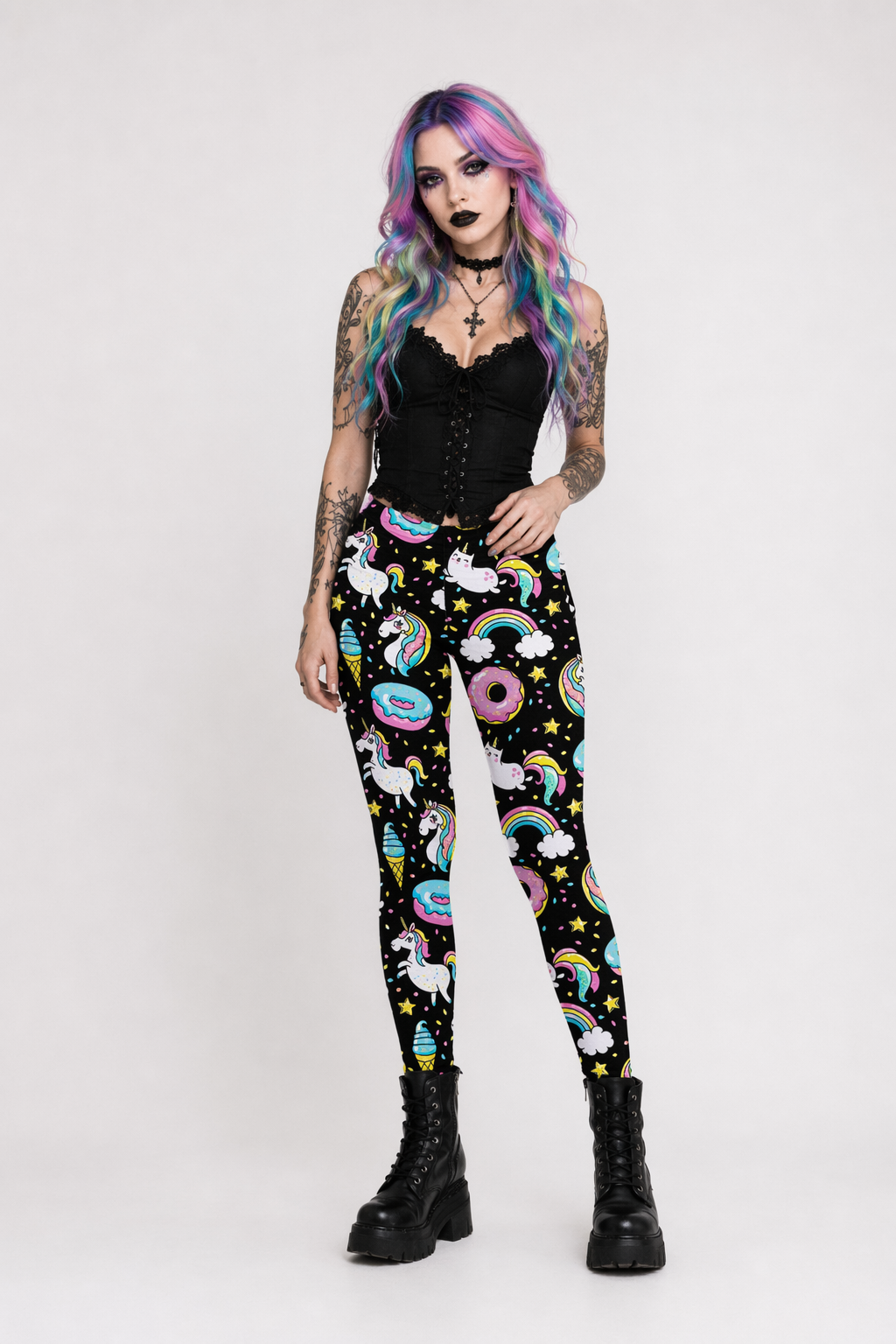 Unicorn Themed Plus Size Leggings in Vibrant Colors 4XL