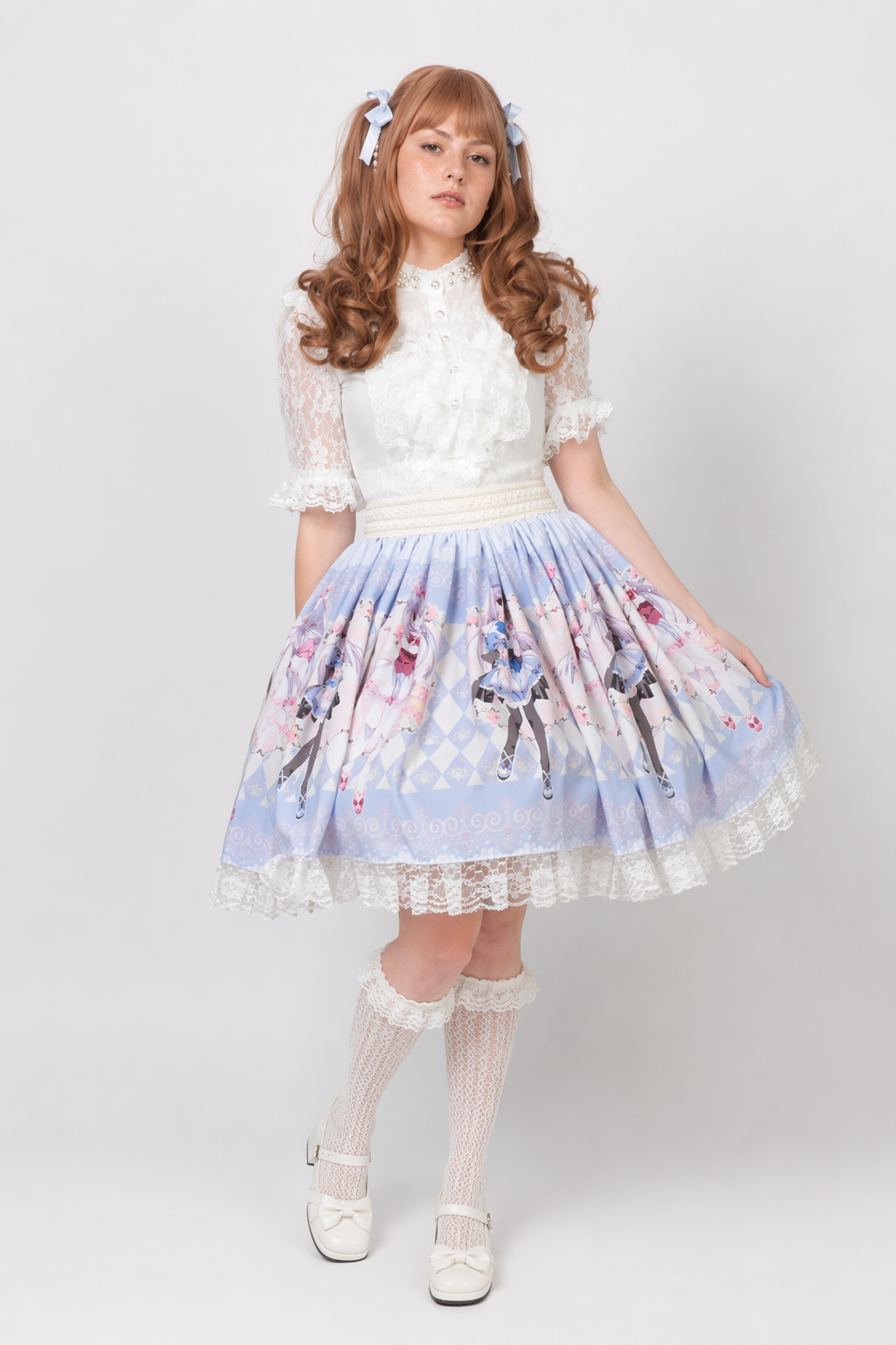 Pastel Anime Girl Lolita Skirt in Kawaii Fairy Kei Style S