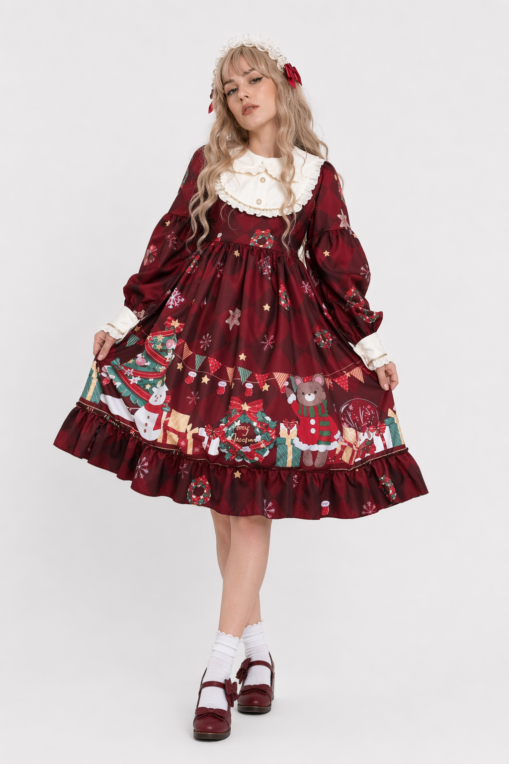 Luxurious Holiday Lolita Dress in Red or Green Org Instock New Condition Red Dress