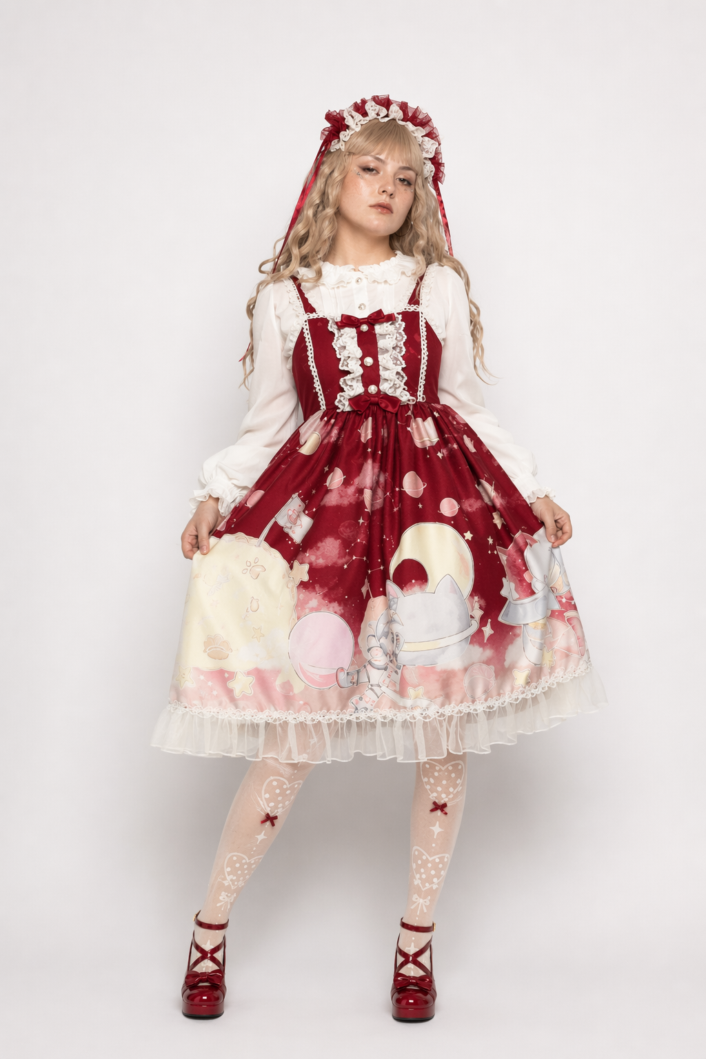 Outerspace Alien Inspired Lolita Dress for Cosmic Princesses Red Dress