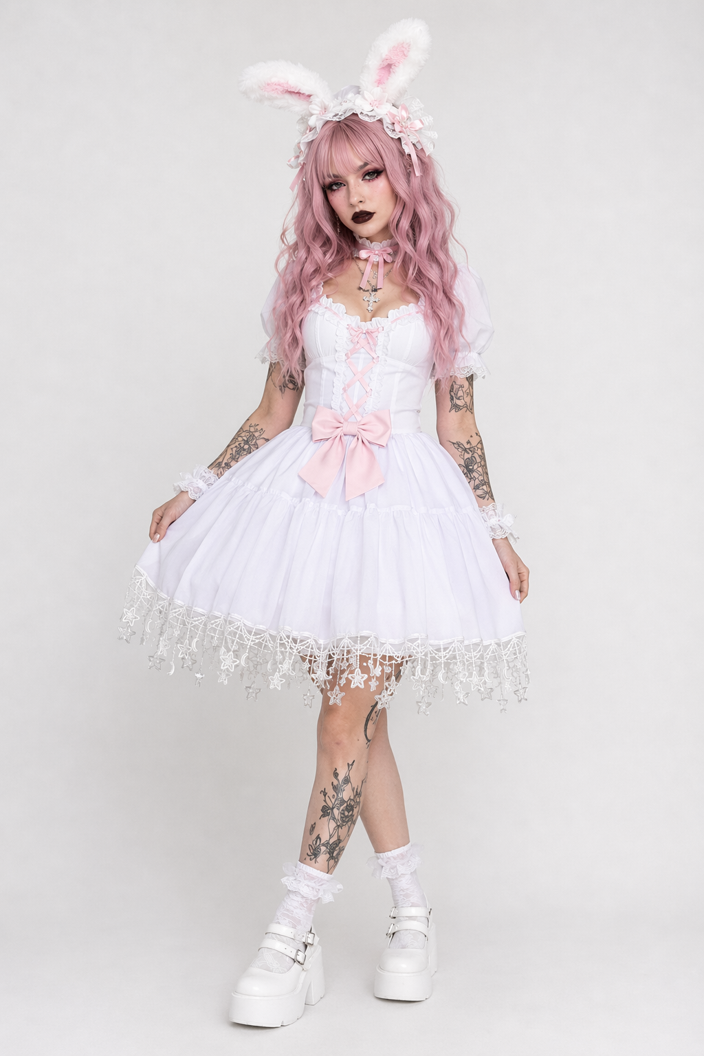 Fairy Kei Bunny Rabbit Lolita Dress for Pastel Princesses 58cm Petticoat