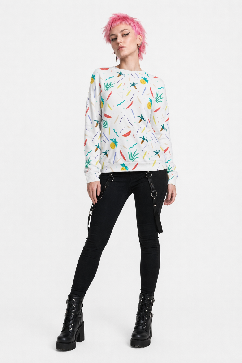 90s-Inspired Bold Crewneck Sweater for Unique Style Pineapple