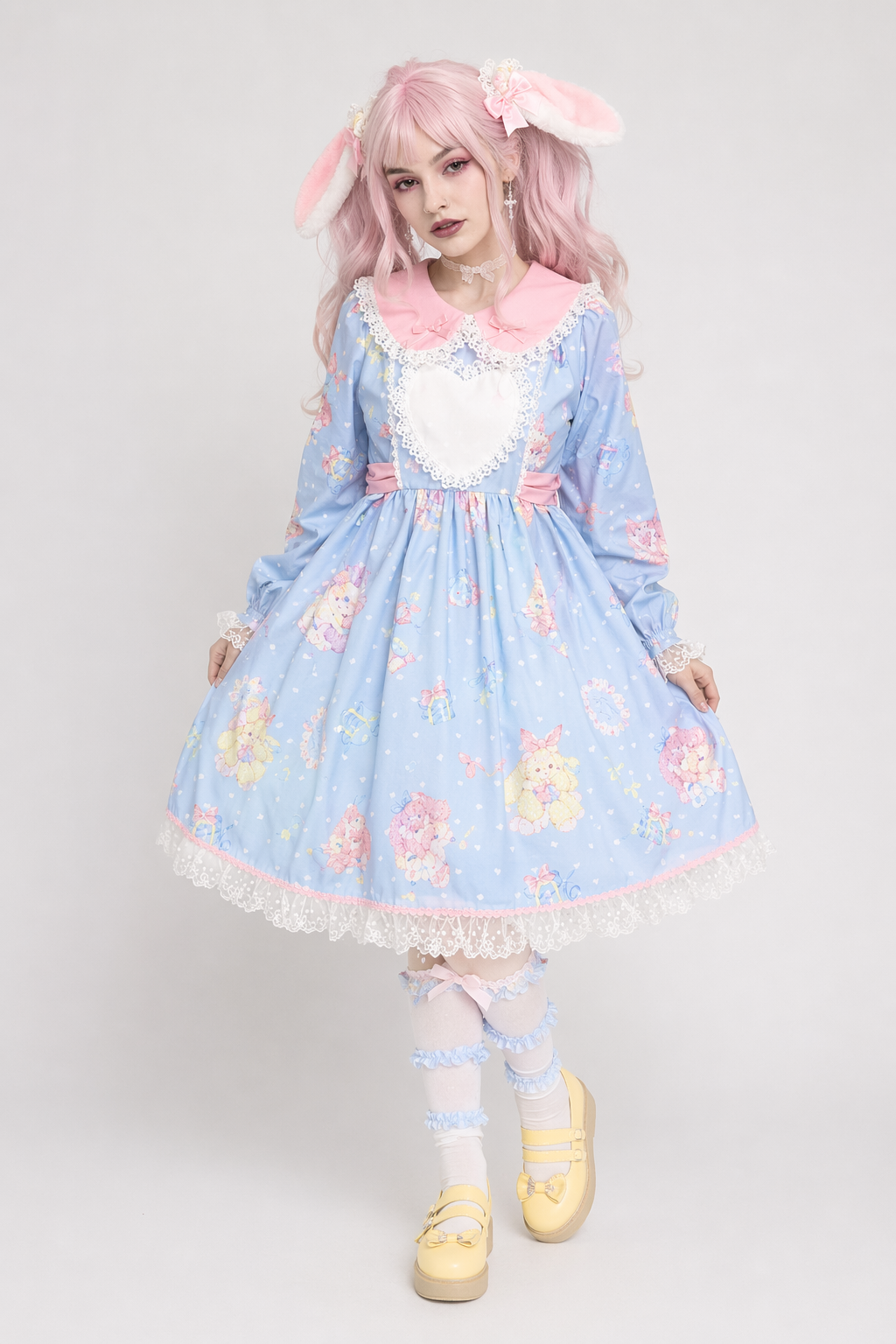 Fairy Kei Bunny Rabbit Lolita Dress for Pastel Princesses Blue