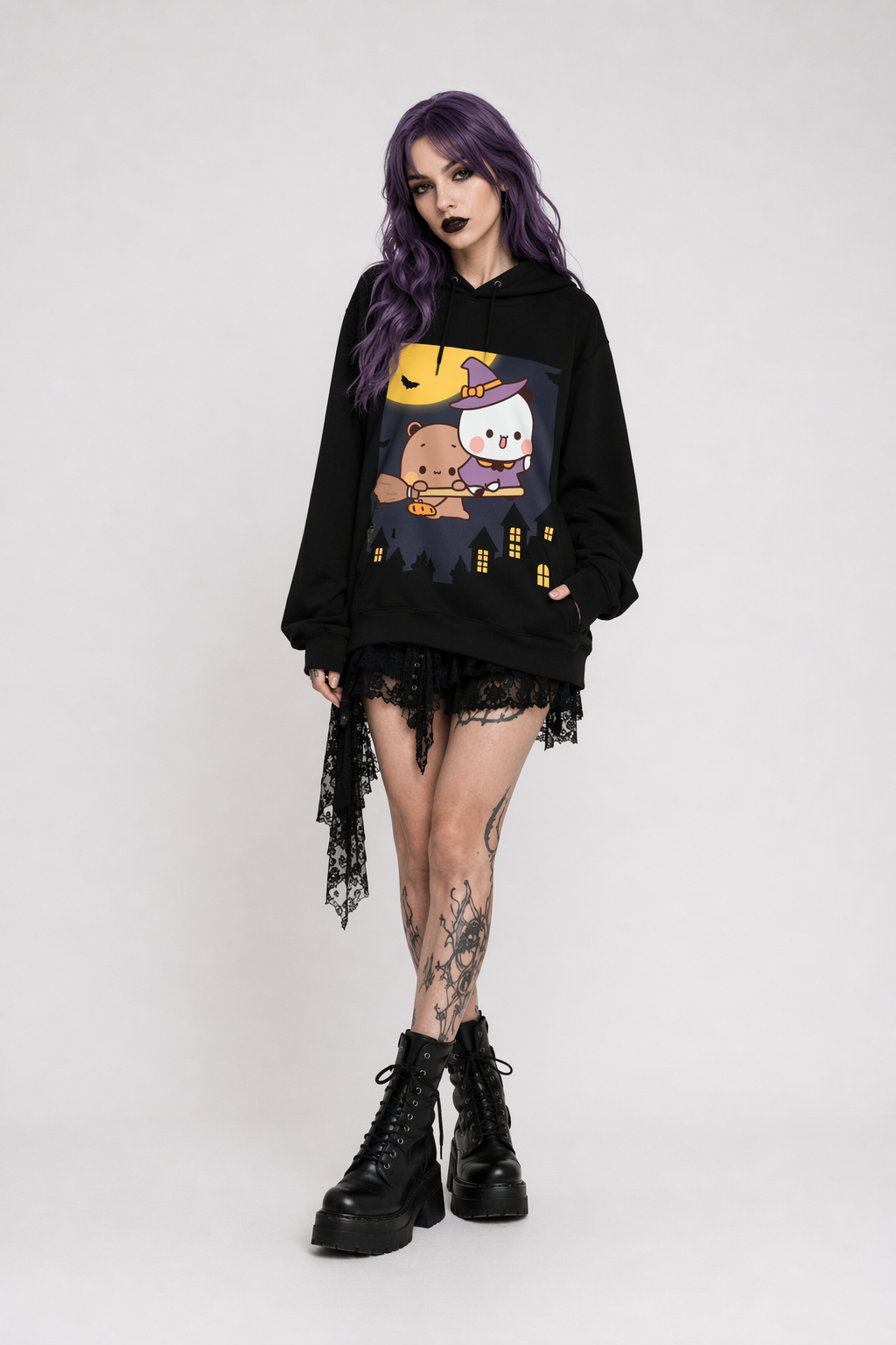 Dudu & Bubu Halloween Hoodie for Spooky Seasonal Style Black