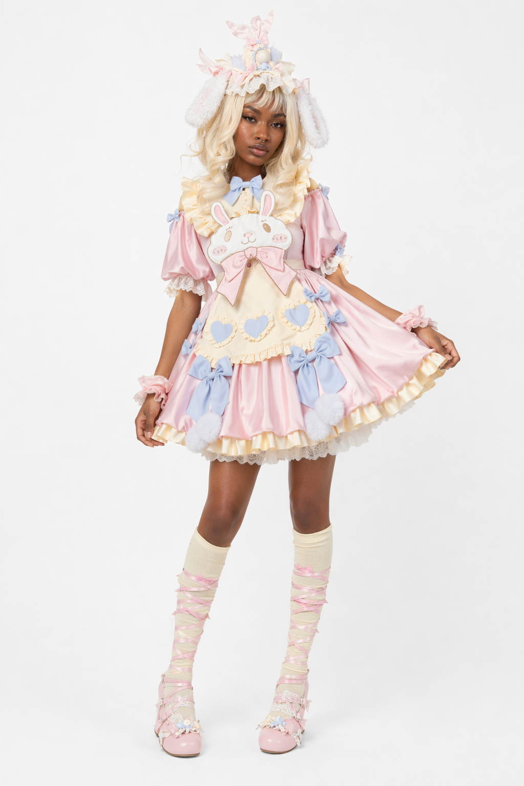 Pastel Easter Bunny Lolita Dress for Kawaii Fashion Lovers Pink