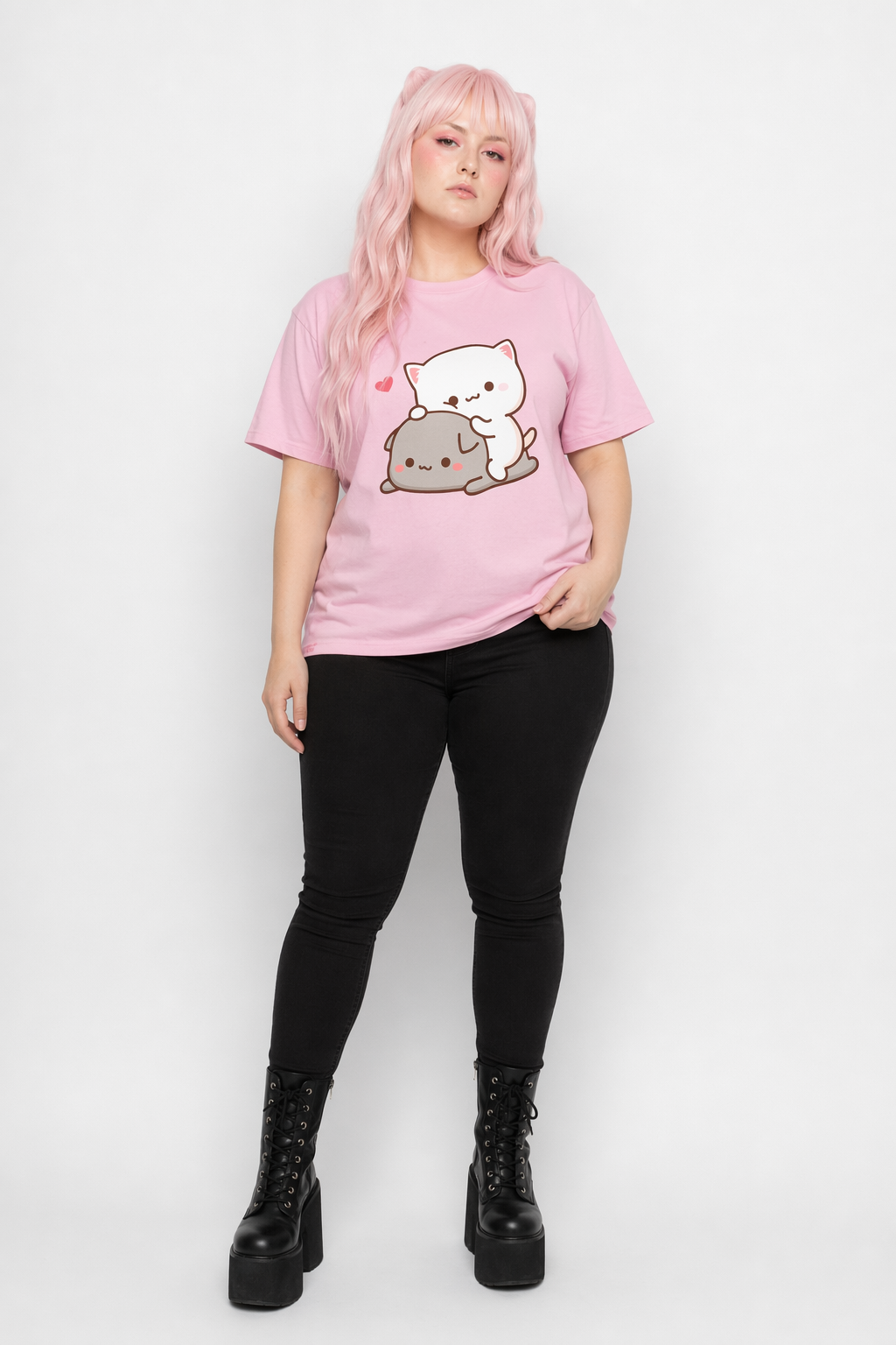 Adorable Peach & Goma T-Shirts for Cute Adventures pink