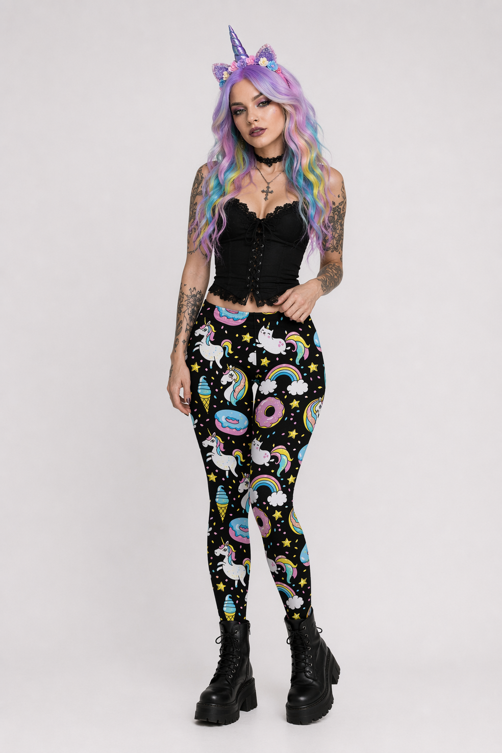 Unicorn Themed Plus Size Leggings in Vibrant Colors S