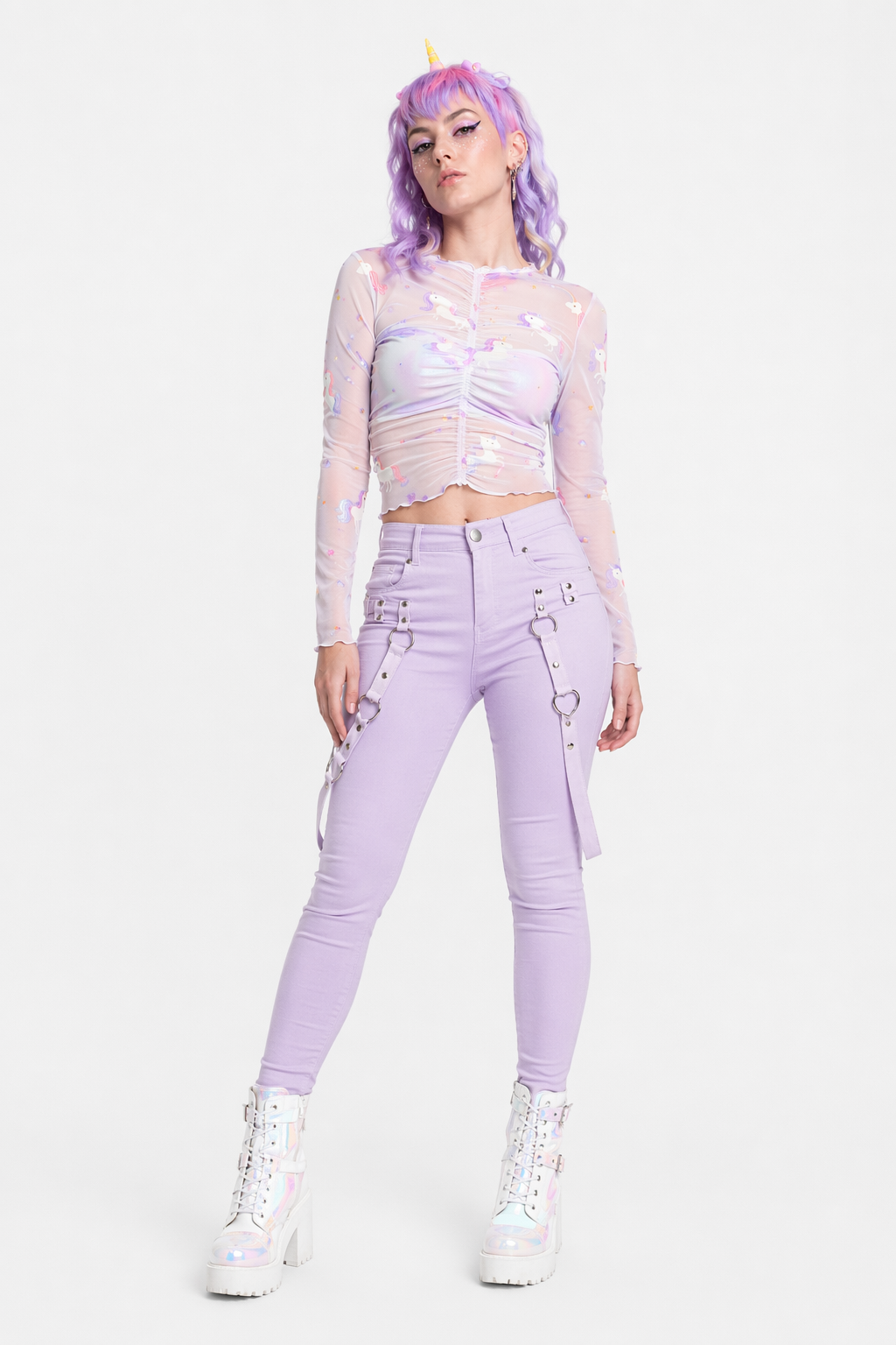 Kawaii Multi-Colored Pens in Playful Pastel Shades Lavender Unicorn