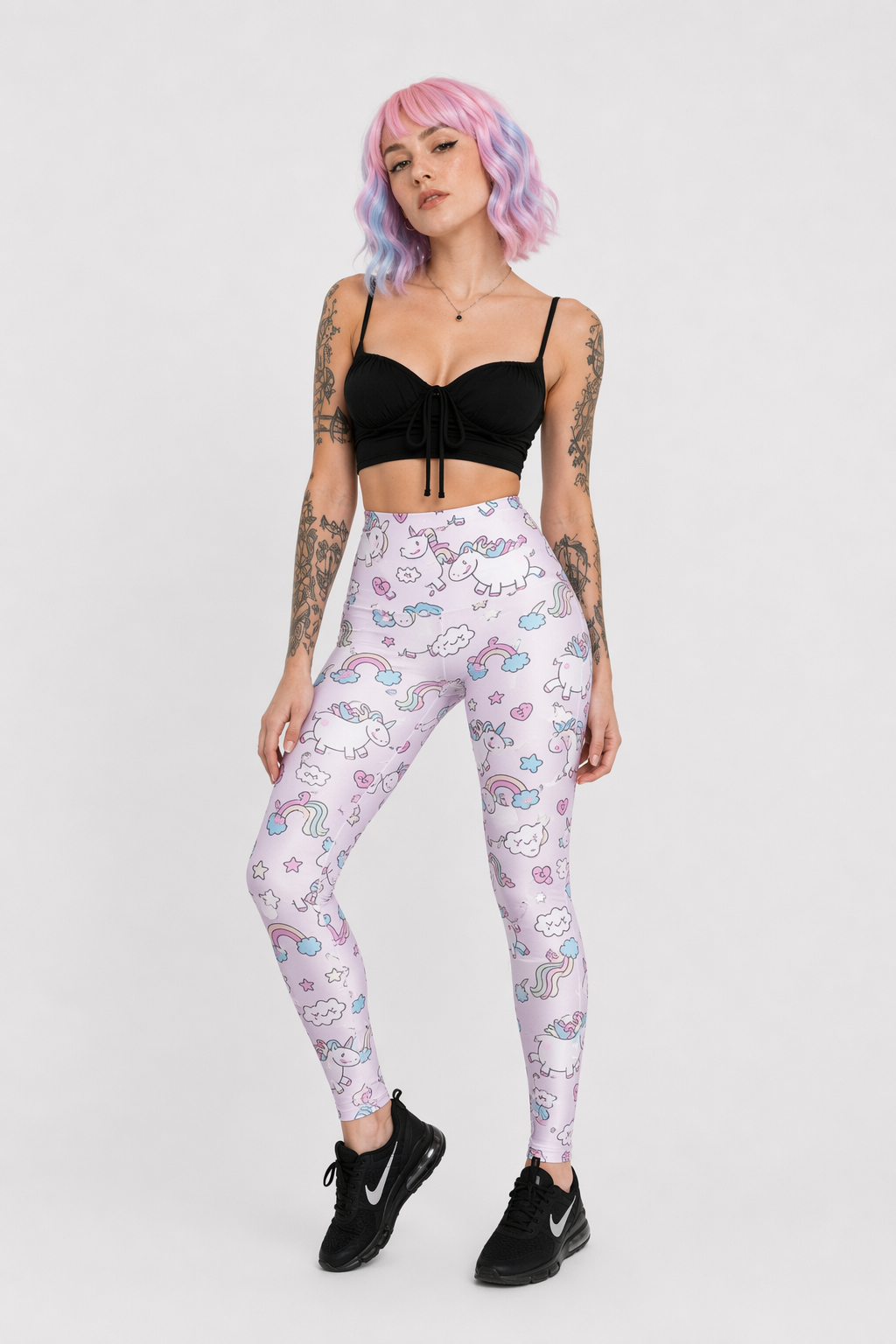 Kawaii Pastel Unicorn and Cloud Yoga Pants M