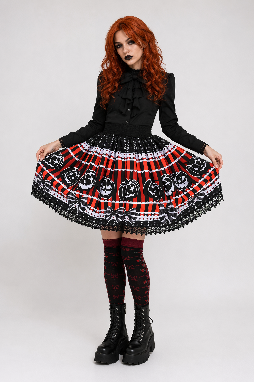 Creepy Cute Jack-o-Lantern Pumpkin Skirt for Year-Round Wear XXXL
