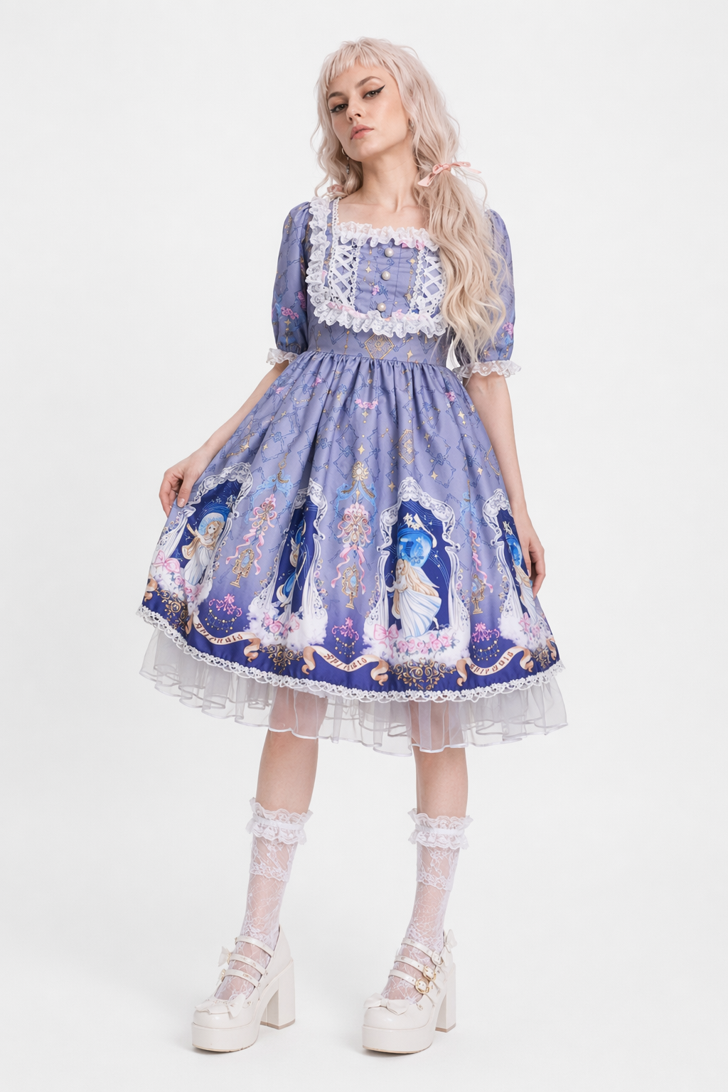 Celestial Angel Symphony Lolita Dress for Ethereal Fashion Lovers Purple Blue