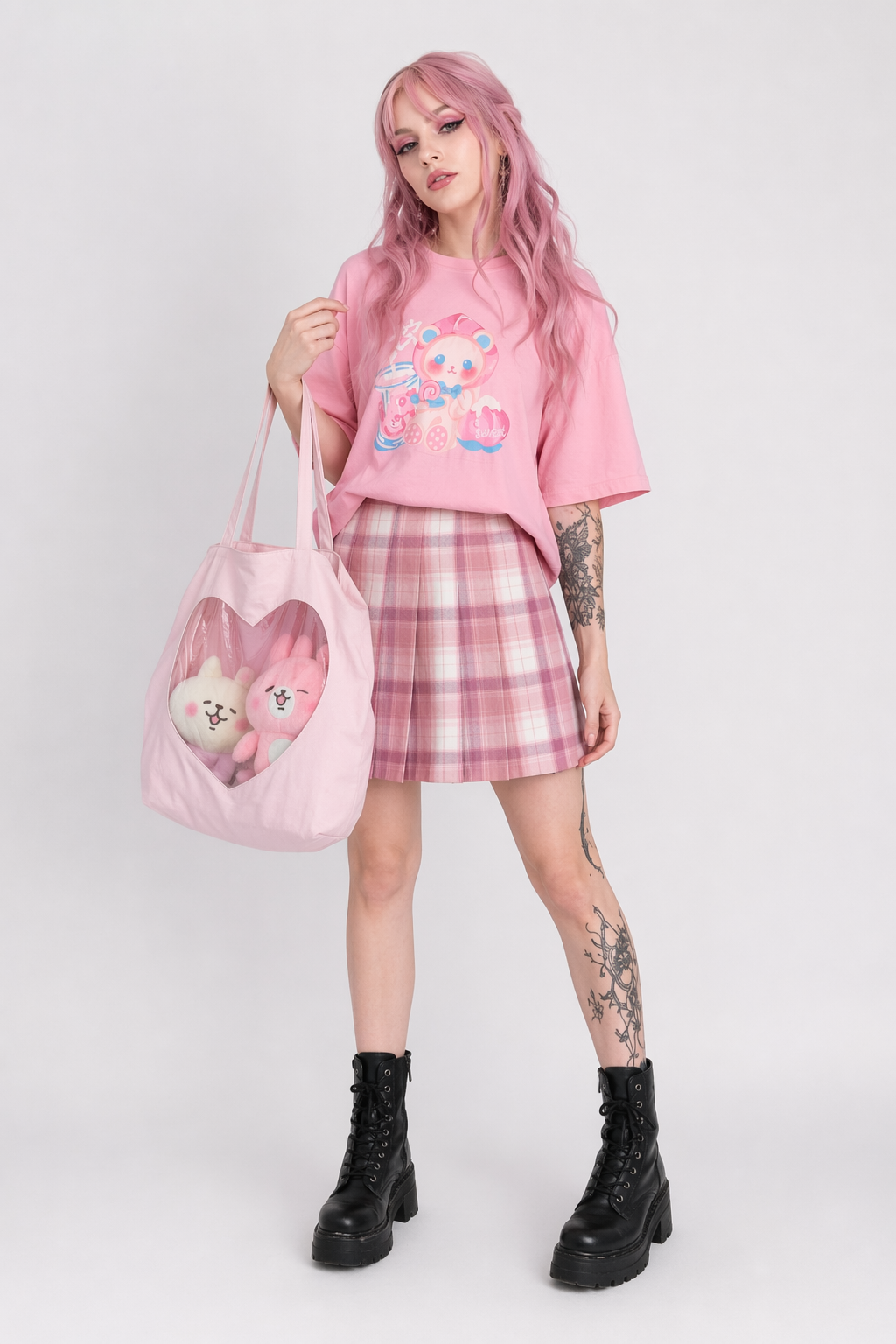 Pastel Peach Bear Tee Inspired by Kawaii Fashion and Anime Pink